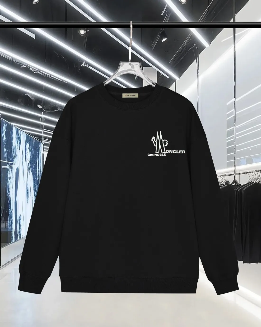 P220 (Next day shipping) MONCLER/Mousse 2025Fw new autumn and winter style 400g pullover round neck long-sleeved sweatshirt Three-dimensional offset letter logo embossed technology Same style for men and women Brand classic Pure cotton fabric Official synchronization High version High quality Fashion personality Versatile trend Pure original quality Original fabric Hang tag Collar label Washed wheat Three complete labels Color: Black. White. Size: S-XL