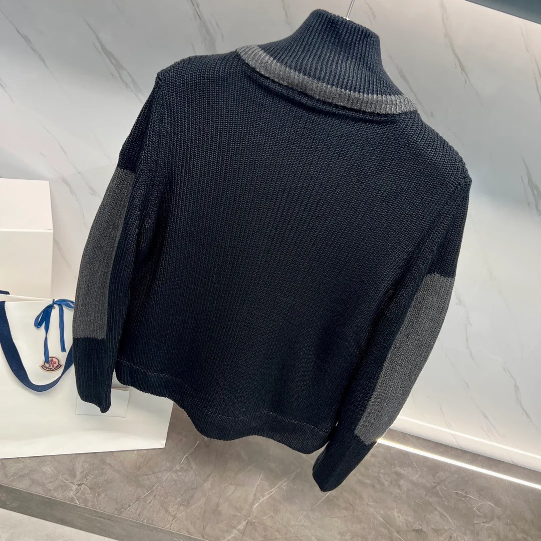 P680 Guangzhou high version Moncler Moncler knitted down solid color connecting zipper double pocket jacket thin coat black military green S M L XL