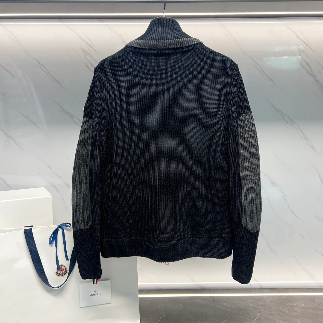 P680 Guangzhou high version Moncler Moncler knitted down solid color connecting zipper double pocket jacket thin coat black military green S M L XL