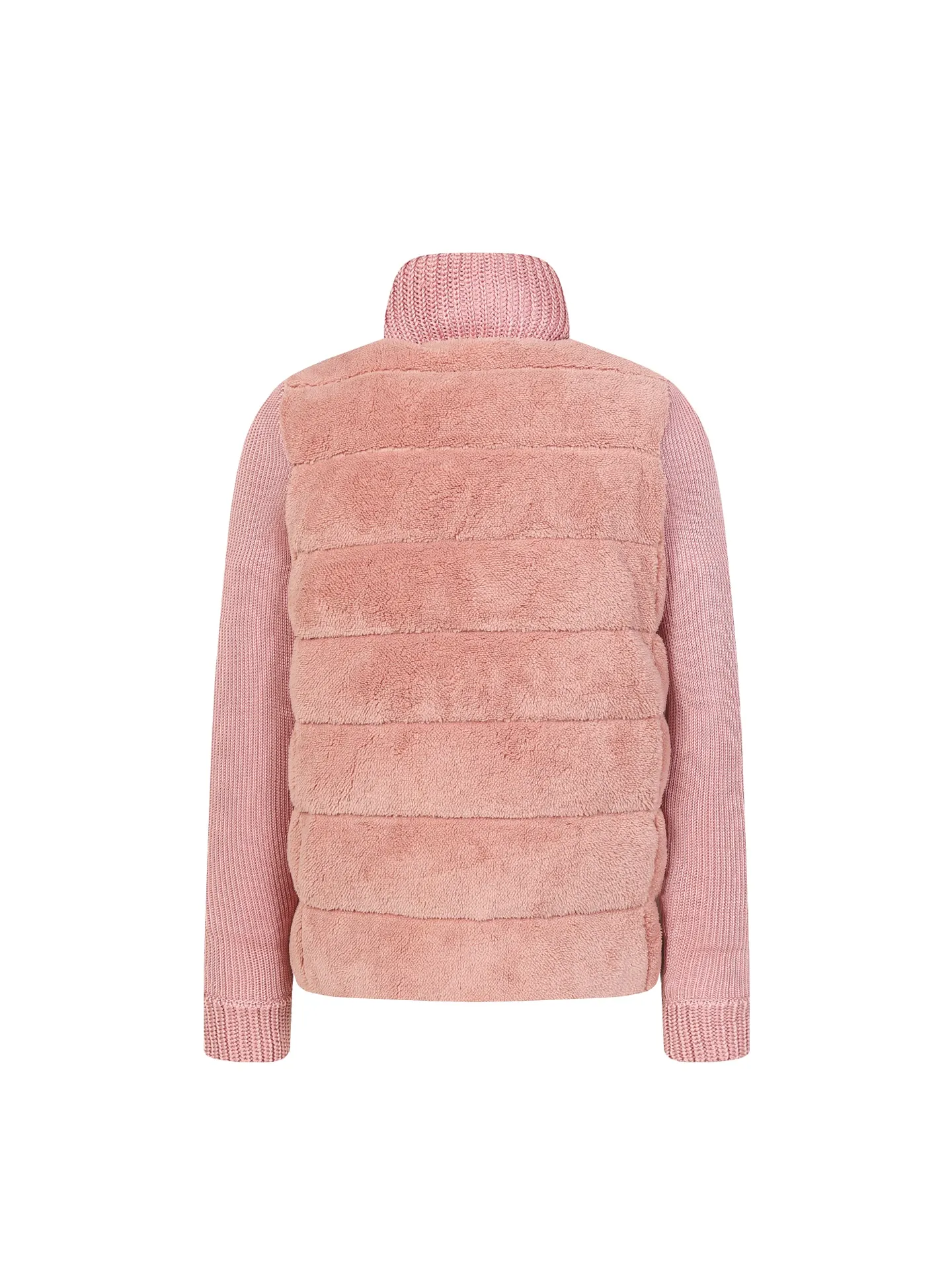 P640 Women's Style] Moncler/Moncler Women's Teddy Teddy Velvet Splicing Knitted Cardigan This cardigan is made of wool and teddy velvet style fabrics, providing a soft and comfortable wearing experience. Midweight knitted piece with down-filled front and back that can easily be worn as a outer layer in warmer weather. Color: white/pink/grey Size: SML
