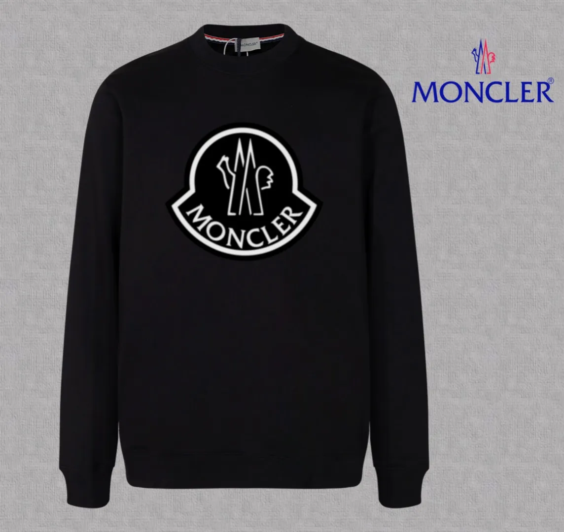 P210 High-version sweatshirt) [Long-term stock] 〖𝐌𝐎𝐍𝐂𝐋𝐄𝐑~Mask〗 Made of 440g heavy-weight fabric. It is different from the market currency. It can be matched with any variety and is properly handsome. 😎The whole dress is made of double waistcoats. The double waistcoats make the whole dress more three-dimensional. Not ordinary factories can do such fine work. 2025 Spring runway version of the T stage, on sale at the counter, round neck terry sweatshirt, high-end double-strand pure cotton, custom-made stretch ribs, dyed in the same vat, complete with three standards, matched with exquisite embroidered LOGO on the chest, simple and advanced, same style for men and women. Color: black, apricot, white, size: S M L XL 2XL