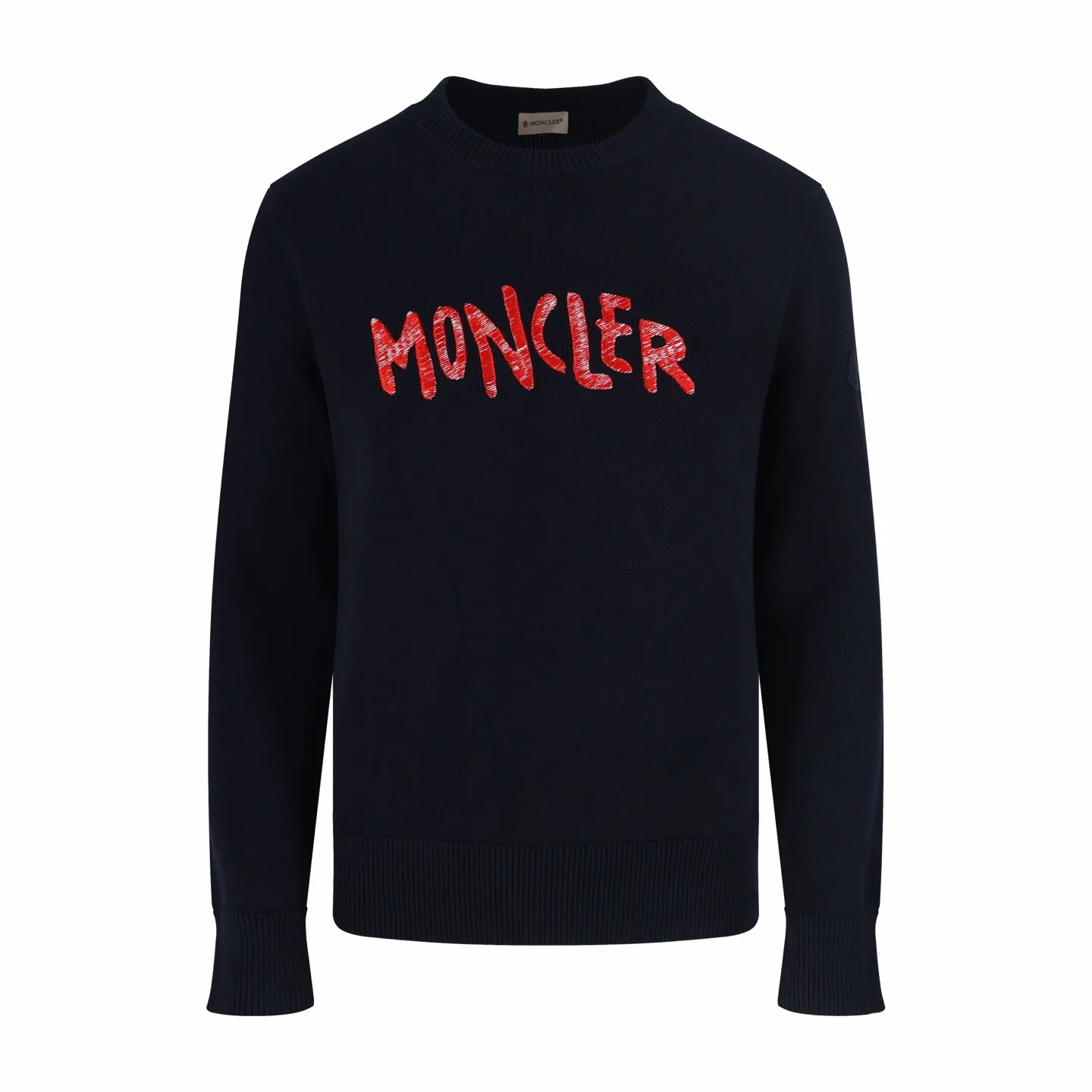 P460 Moncler Moncler embroidered logo round neck sweater. The fabric is made of 30% wool blend. Custom dyed same-color yarn. The embroidery uses Behringer 1000-needle embroidery technology. Customized original hardware and accessories. Size:S-M-L