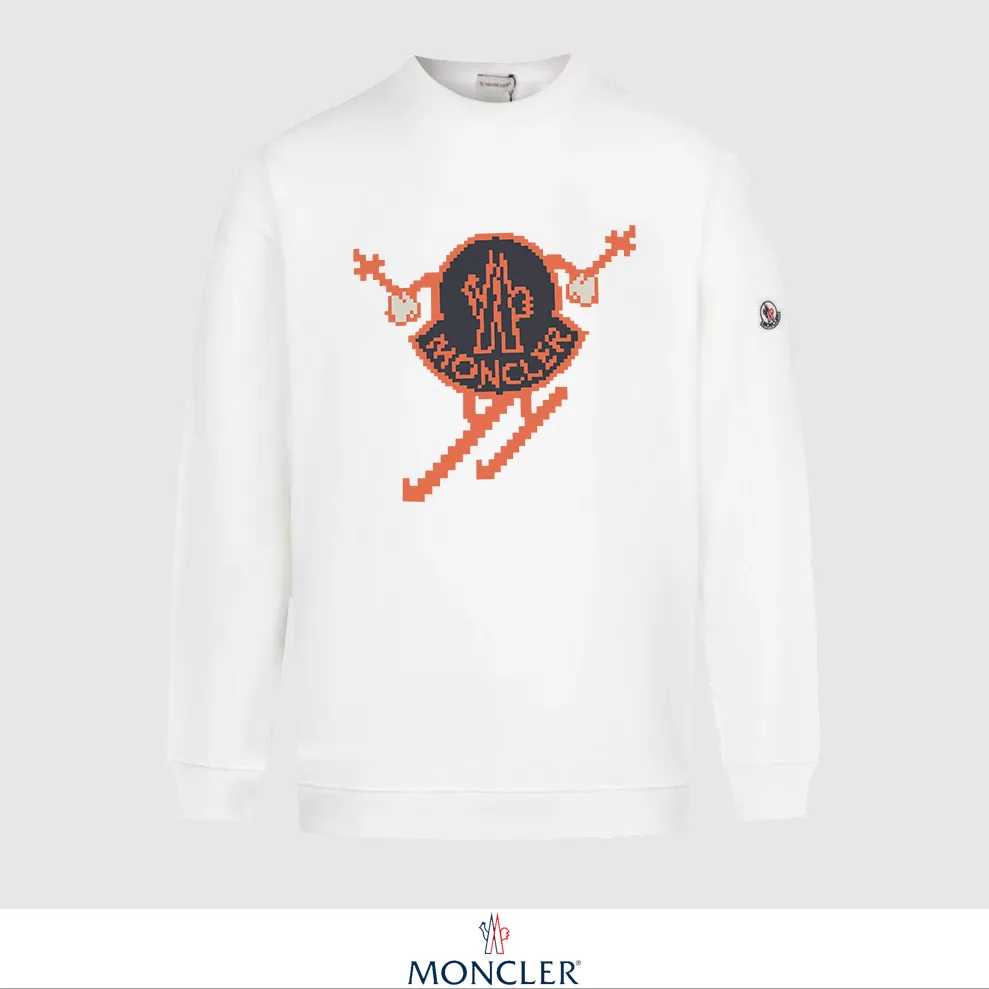 P240 Recommend the most popular Moncler masked 380g printed terry crew neck sweatshirt. Breathable pure cotton fabric. The texture is very soft and comfortable. No shrinkage, no deformation, no pilling). Original customized accessories. Collar label. Wash mark. Hang tag. Packaging (perfect details). Color: White. Black. Size: XS S M L.