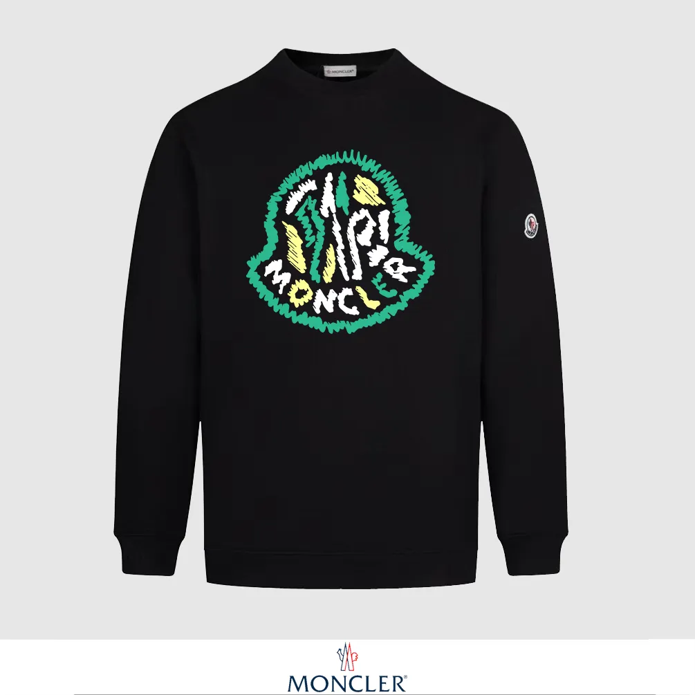 P240 Recommend the most popular Moncler masked 380g printed terry crew neck sweatshirt. Breathable pure cotton fabric. The texture is very soft and comfortable. No shrinkage, no deformation, no pilling). Original customized accessories. Collar label. Wash mark. Hang tag. Packaging (perfect details). Color: White. Black. Size: XS S M L.