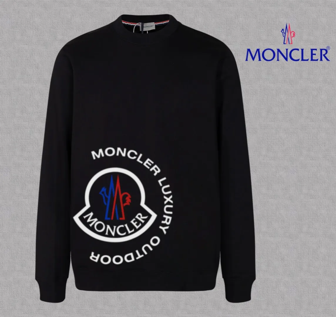 P210 High-version sweatshirt) [Long-term stock] 〖𝐌𝐎𝐍𝐂𝐋𝐄𝐑~Mask〗 Made of 440g heavy-weight fabric. It is different from the market currency. It can be matched with any variety and is properly handsome. 😎The whole dress is made of double waistcoats. The double waistcoats make the whole dress more three-dimensional. Not ordinary factories can do such fine work. 2025 Spring runway version of the T stage, on sale at the counter, round neck terry sweatshirt, high-end double-strand pure cotton, custom-made stretch ribs, dyed in the same vat, complete with three standards, matched with exquisite embroidered LOGO on the chest, simple and advanced, same style for men and women. Color: black, apricot, white, size: S M L XL 2XL