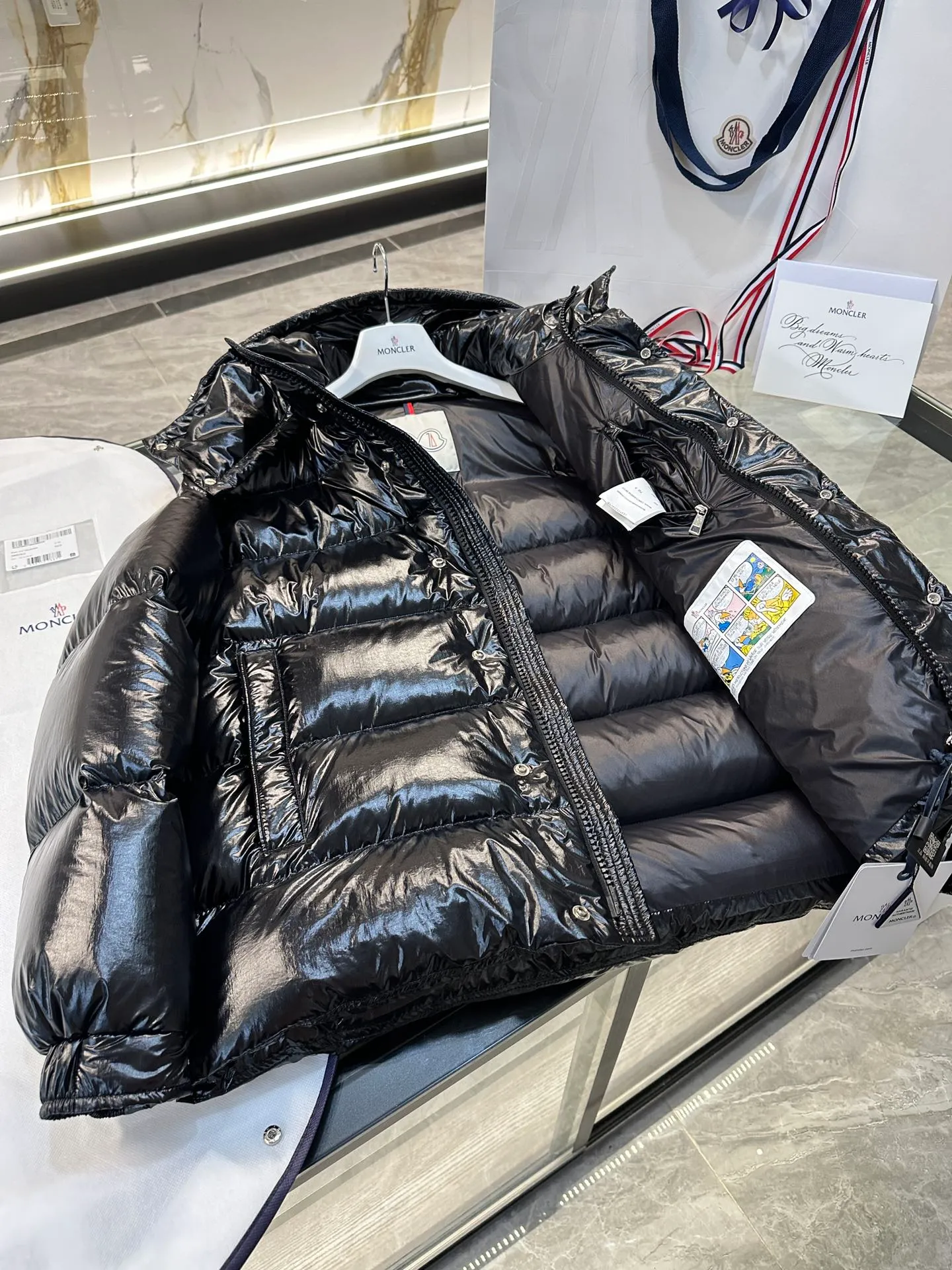 P760 Moncler Maya 70 winter short down jacket. Goose down filled version. More details in real shots.