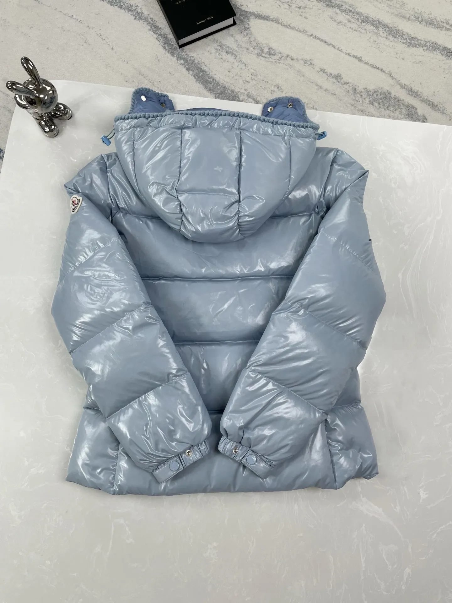 P930 (high version) Moncler-Mask-25ss woven trim hooded women's slimming waist down jacket Size:0 1 2 3