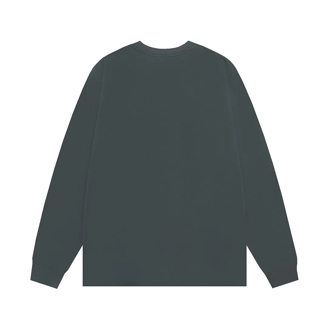 P180 Moncler 2025 new model, light luxury, classic printed letter logo, same style for men and women, long-sleeved T-shirt ·Customized 300g 100% double yarn pure cotton fabric ·Dyeing 32 count double-strand thread ·Collar label, hangtag, main mark and three labels complete Color: Gray Size: XS S M L