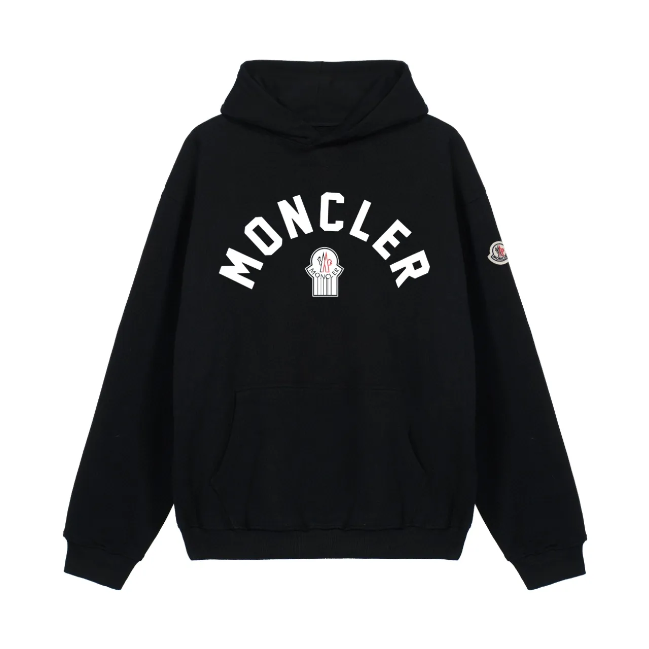 P270 Recommended for sale with confidence Moncler Mouth Mouth 480g Velvet printed hooded sweatshirt Australian velvet fabric is soft and comfortable, does not shrink, does not deform, does not pill) Original customized accessories Collar label Wash mark Hang tag Packaging (perfect details) Color White Black Size XS-L - Copy (55) - Copy