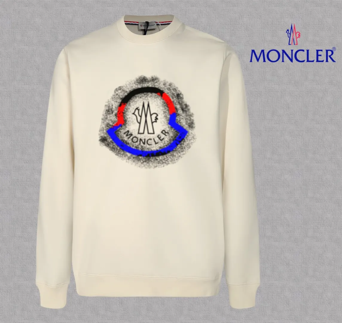 P210 High-version sweatshirt) [Long-term stock] 〖𝐌𝐎𝐍𝐂𝐋𝐄𝐑~Mask〗 Made of 440g heavy-weight fabric. It is different from the market currency. It can be matched with any variety and is properly handsome. 😎The whole dress is made of double waistcoats. The double waistcoats make the whole dress more three-dimensional. Not ordinary factories can do such fine work. 2025 Spring runway version of the T stage, on sale at the counter, round neck terry sweatshirt, high-end double-strand pure cotton, custom-made stretch ribs, dyed in the same vat, complete with three standards, matched with exquisite embroidered LOGO on the chest, simple and advanced, same style for men and women. Color: black, apricot, white, size: S M L XL 2XL