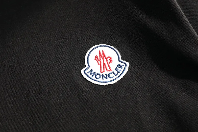 P170 MONCLER 2025 spring and summer new model, trendy hollow patch embroidery, round neck short-sleeved T-shirt, fashionable men and women, S M L XL XXL five sizes black white