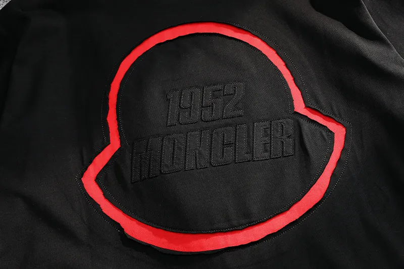 P170 MONCLER 2025 spring and summer new model, trendy hollow patch embroidery, round neck short-sleeved T-shirt, fashionable men and women, S M L XL XXL five sizes black white