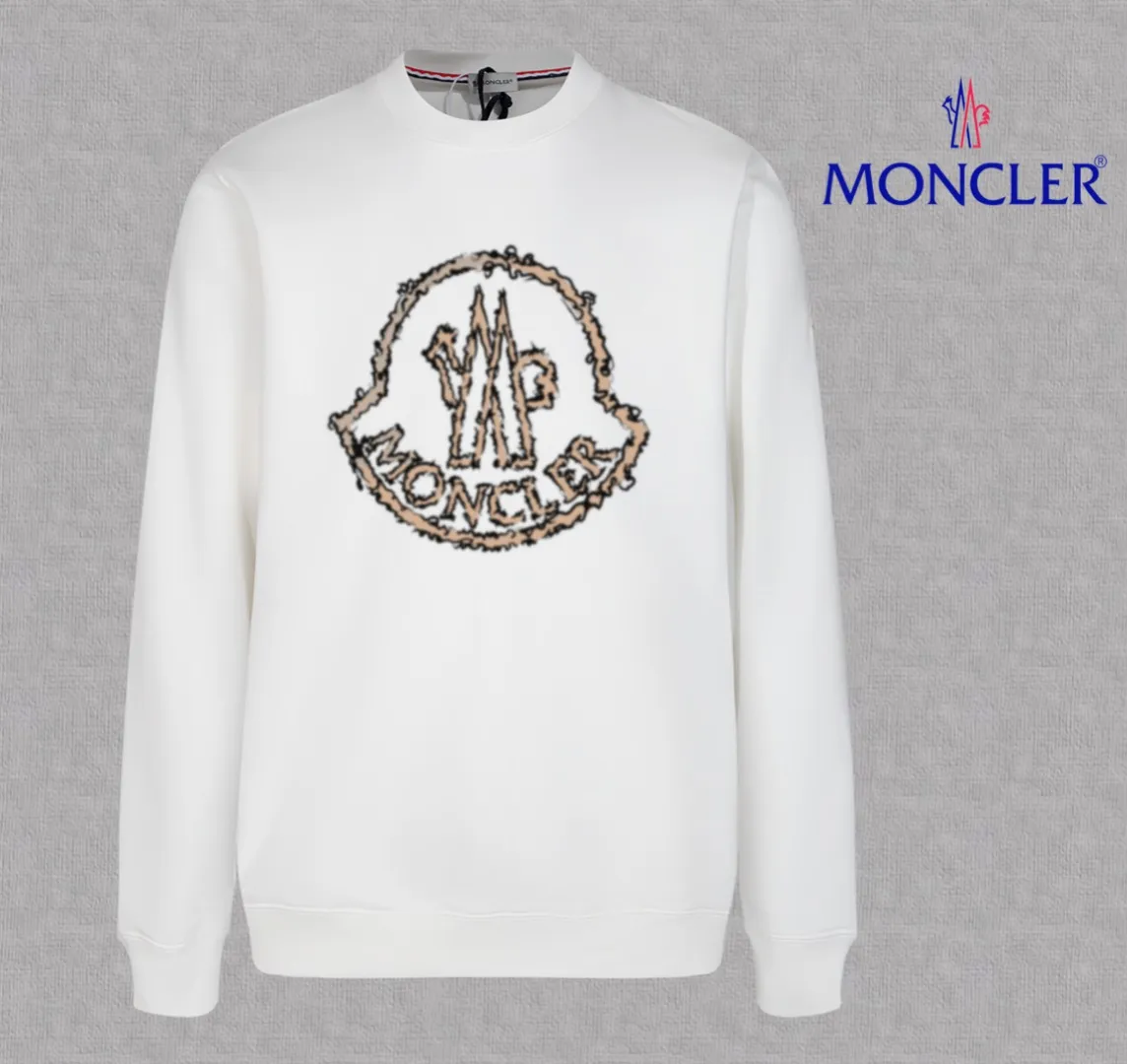 P210 High-version sweatshirt) [Long-term stock] 〖𝐌𝐎𝐍𝐂𝐋𝐄𝐑~Mask〗 Made of 440g heavy-weight fabric. It is different from the market currency. It can be matched with any variety and is properly handsome. 😎The whole dress is made of double waistcoats. The double waistcoats make the whole dress more three-dimensional. Not ordinary factories can do such fine work. 2025 Spring runway version of the T stage, on sale at the counter, round neck terry sweatshirt, high-end double-strand pure cotton, custom-made stretch ribs, dyed in the same vat, complete with three standards, matched with exquisite embroidered LOGO on the chest, simple and advanced, same style for men and women. Color: black, apricot, white, size: S M L XL 2XL