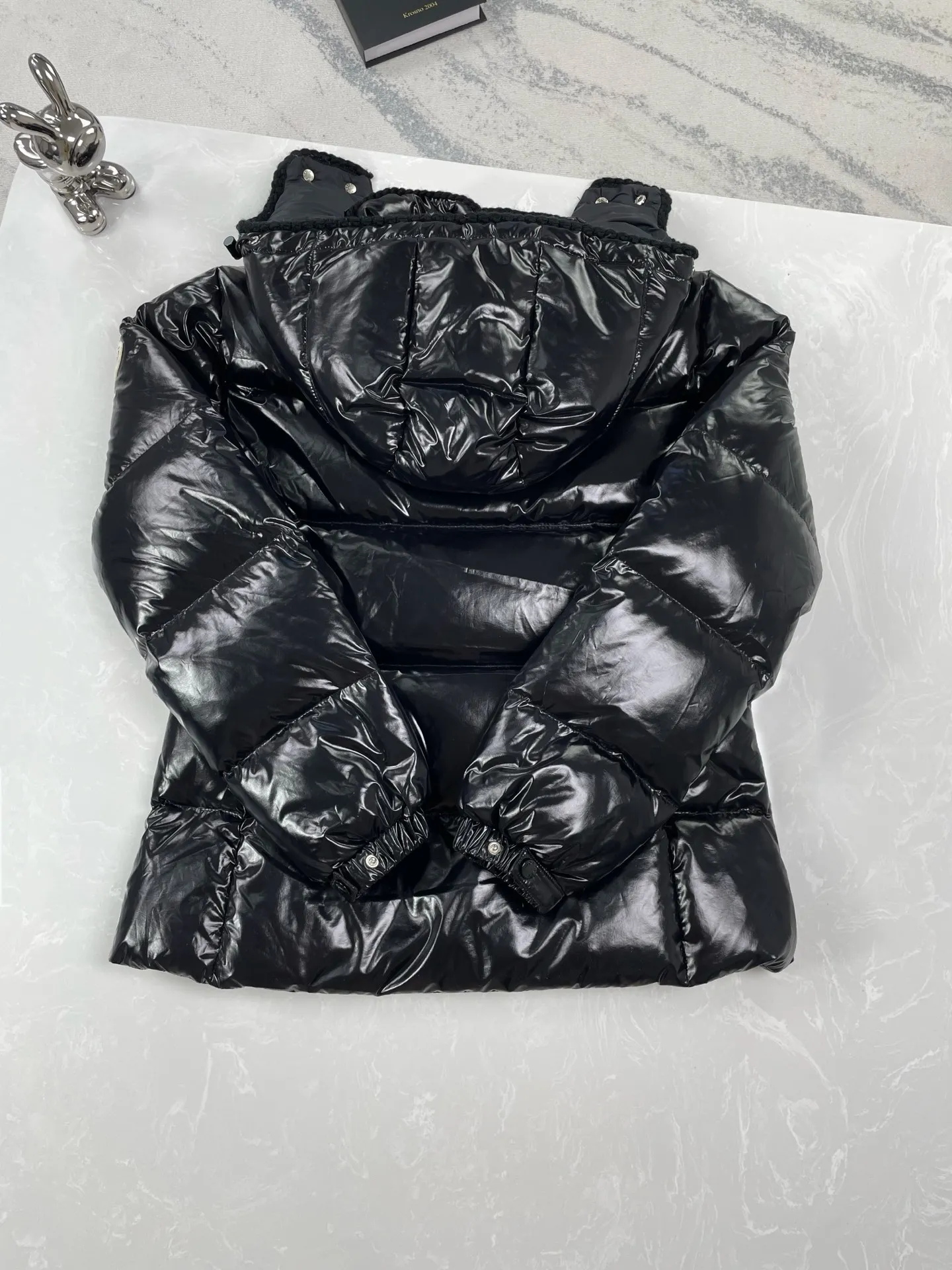 P930 (high version) Moncler-Mask-25ss woven trim hooded women's slimming waist down jacket Size:0 1 2 3