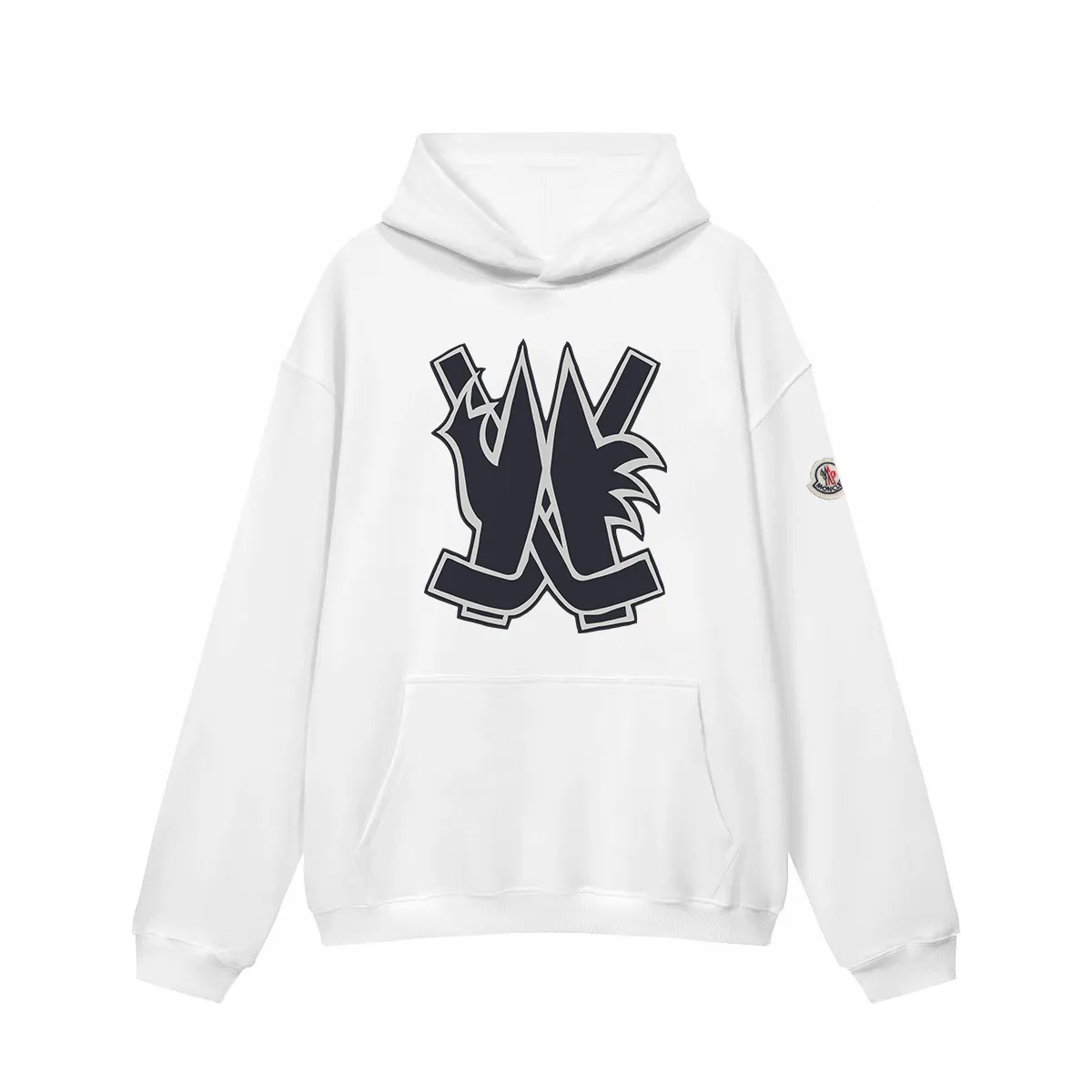 P270 Recommended model that will not be sold off the shelves, Moncler Mouth Mouth 480g velvet printed hooded sweatshirt, Australian velvet fabric is soft and comfortable, does not shrink, does not deform, does not pill) Original customized accessories Collar label Wash mark Hang tag Packaging (perfect details) Color White Black Size XS-L - Copy (63) - Copy - Copy
