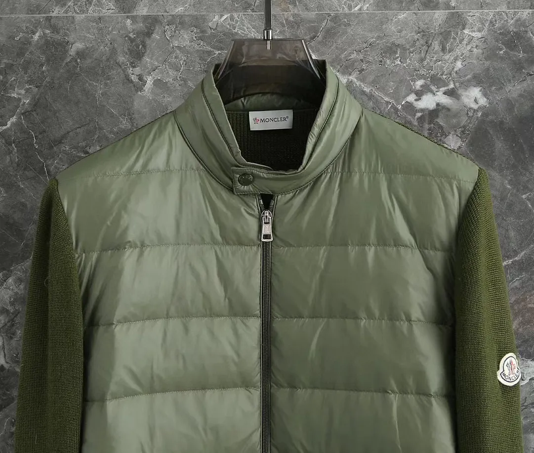 P680 9020# Spot Moncler Moncler 25 new men's wool knitted stitching stand-up collar thin down jacket