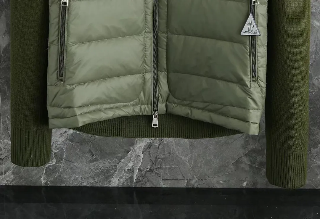 P680 9020# Spot Moncler Moncler 25 new men's wool knitted stitching stand-up collar thin down jacket