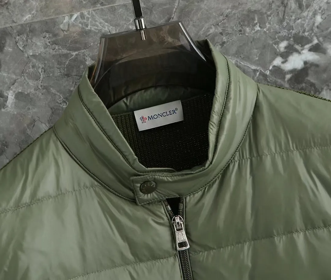 P680 9020# Spot Moncler Moncler 25 new men's wool knitted stitching stand-up collar thin down jacket