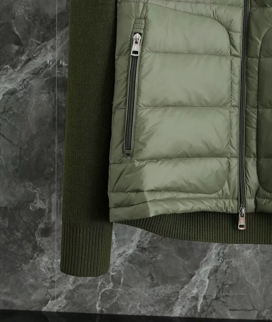 P680 9020# Spot Moncler Moncler 25 new men's wool knitted stitching stand-up collar thin down jacket