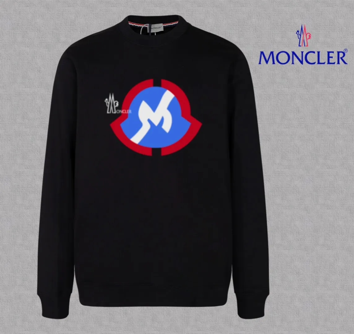 P210 High-version sweatshirt) [Long-term stock] 〖𝐌𝐎𝐍𝐂𝐋𝐄𝐑~Mask〗 Made of 440g heavy-weight fabric. It is different from the market currency. It can be matched with any variety and is properly handsome. 😎The whole dress is made of double waistcoats. The double waistcoats make the whole dress more three-dimensional. Not ordinary factories can do such fine work. 2025 Spring runway version of the T stage, on sale at the counter, round neck terry sweatshirt, high-end double-strand pure cotton, custom-made stretch ribs, dyed in the same vat, complete with three standards, matched with exquisite embroidered LOGO on the chest, simple and advanced, same style for men and women. Color: black, apricot, white, size: S M L XL 2XL