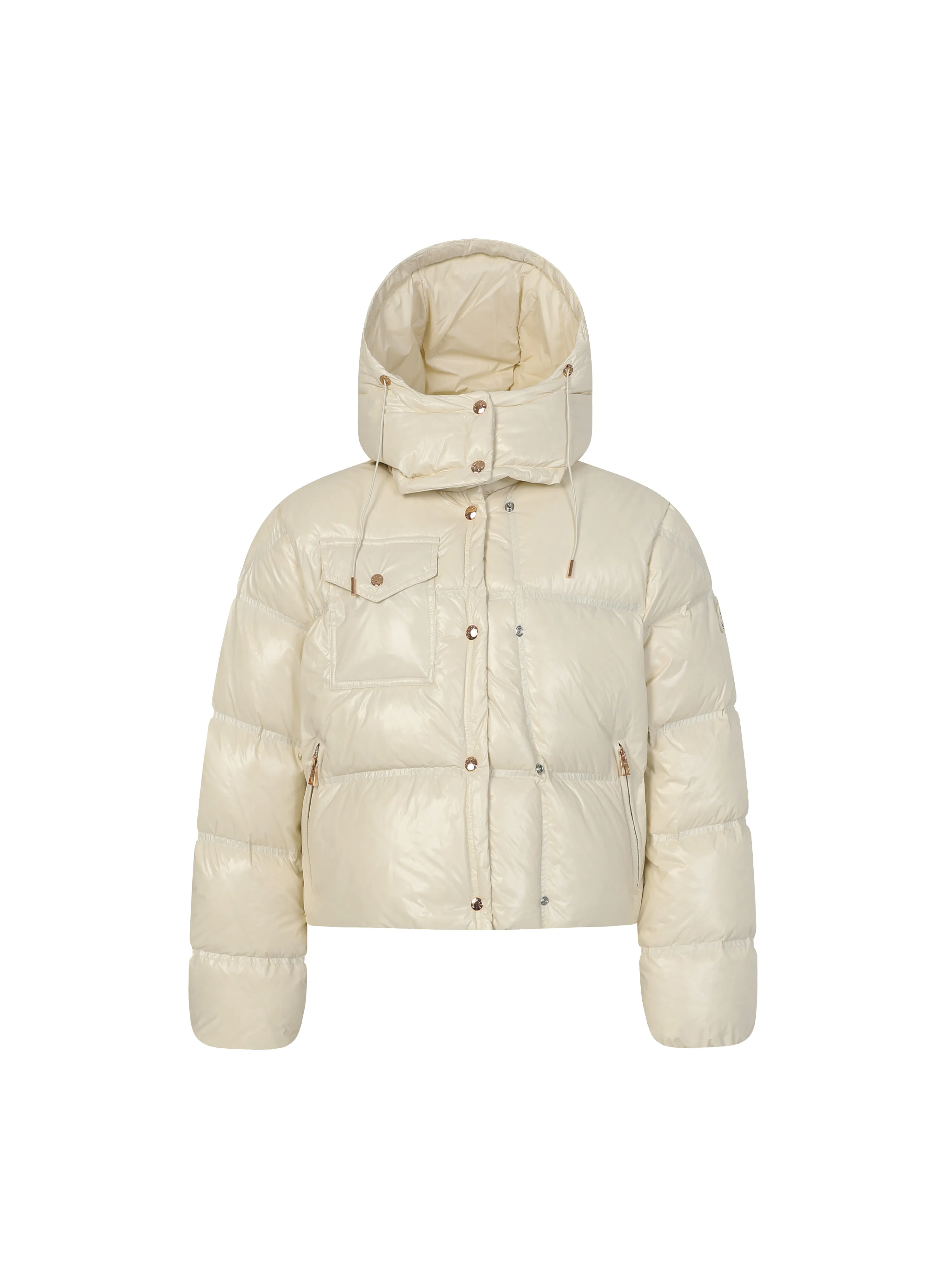 P920 Moncler/Meng Mouth Women's Square Quilted Hooded Short Down Jacket Fabric selection: Selected high-density super laqué nylon fabric, matched with lightweight down filling, and nylon lining design, which ensures excellent thermal performance while showing an avant-garde urban style.  Craftsmanship and details: The short silhouette is paired with innovative super laqué nylon fabric, which presents a unique glossy texture and perfectly blends functionality and fashion. Breakthrough asymmetrical tailoring, with double-button closure system. Three-dimensional geometric quilting technology, creating visual hierarchy through differentiated quilting sizes on the body and sleeves. Detachable and adjustable hood design to meet various dressing needs. Double closure system (zipper + snap button) ensures windproof and warm. Multifunctional storage space: zipper security pocket + snap-button chest pocket. Drawstring hem design, the tightness can be adjusted freely. 90 national standard high-quality white duck down: Selected high-loft down, weighing 210g, light and warm, with excellent temperature locking performance and good resilience.  Accessories: Customized armband Customized snap button Customized zipper puller Color: black/beige/green SIZE: 1/2/3/4
