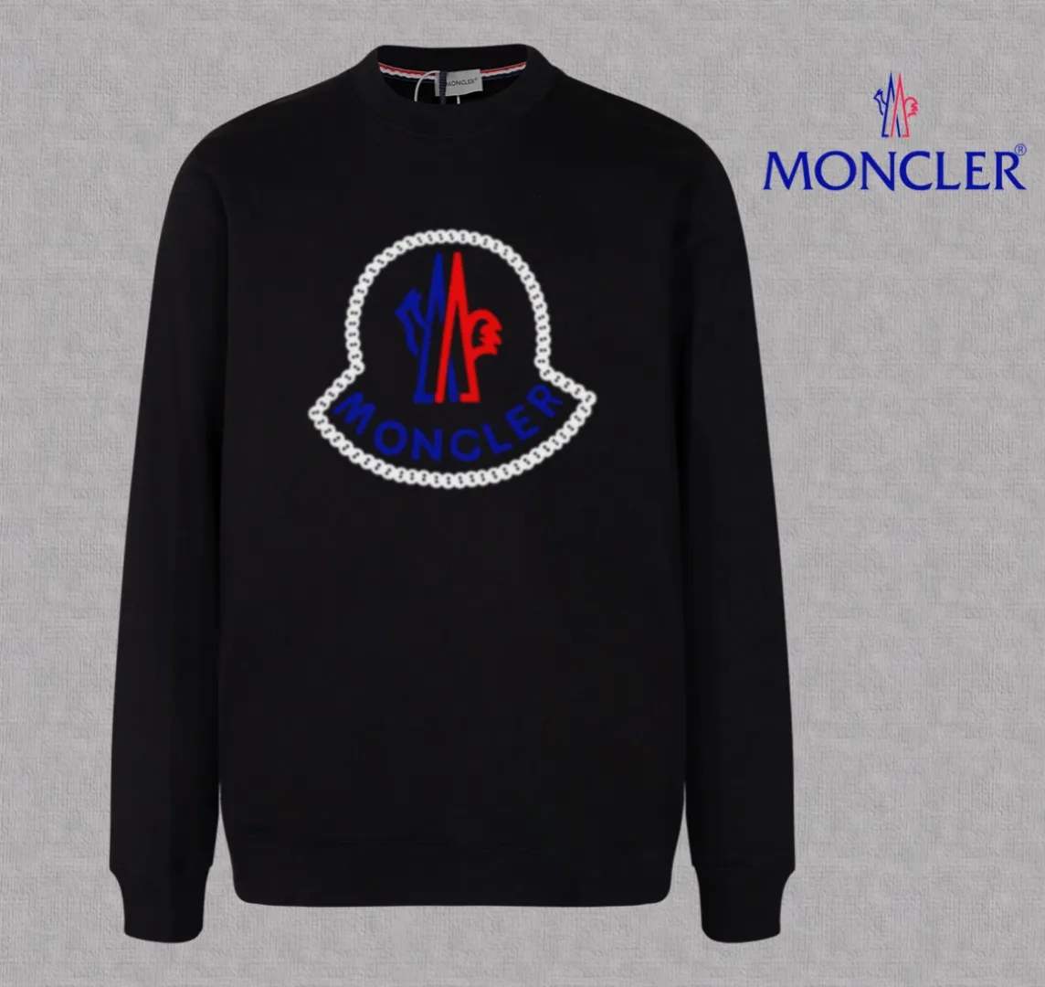 P210 High-version sweatshirt) [Long-term stock] 〖𝐌𝐎𝐍𝐂𝐋𝐄𝐑~Mask〗 Made of 440g heavy-weight fabric. It is different from the market currency. It can be matched with any variety and is properly handsome. 😎The whole dress is made of double waistcoats. The double waistcoats make the whole dress more three-dimensional. Not ordinary factories can do such fine work. 2025 Spring runway version of the T stage, on sale at the counter, round neck terry sweatshirt, high-end double-strand pure cotton, custom-made stretch ribs, dyed in the same vat, complete with three standards, matched with exquisite embroidered LOGO on the chest, simple and advanced, same style for men and women. Color: black, apricot, white, size: S M L XL 2XL