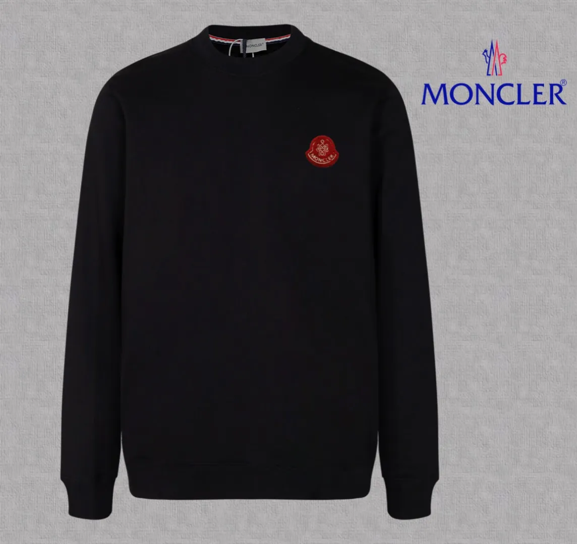 P210 High-version sweatshirt) [Long-term stock] 〖𝐌𝐎𝐍𝐂𝐋𝐄𝐑~Mask〗 Made of 440g heavy-weight fabric. It is different from the market currency. It can be matched with any variety and is properly handsome. 😎The whole dress is made of double waistcoats. The double waistcoats make the whole dress more three-dimensional. Not ordinary factories can do such fine work. 2025 Spring runway version of the T stage, on sale at the counter, round neck terry sweatshirt, high-end double-strand pure cotton, custom-made stretch ribs, dyed in the same vat, complete with three standards, matched with exquisite embroidered LOGO on the chest, simple and advanced, same style for men and women. Color: black, apricot, white, size: S M L XL 2XL
