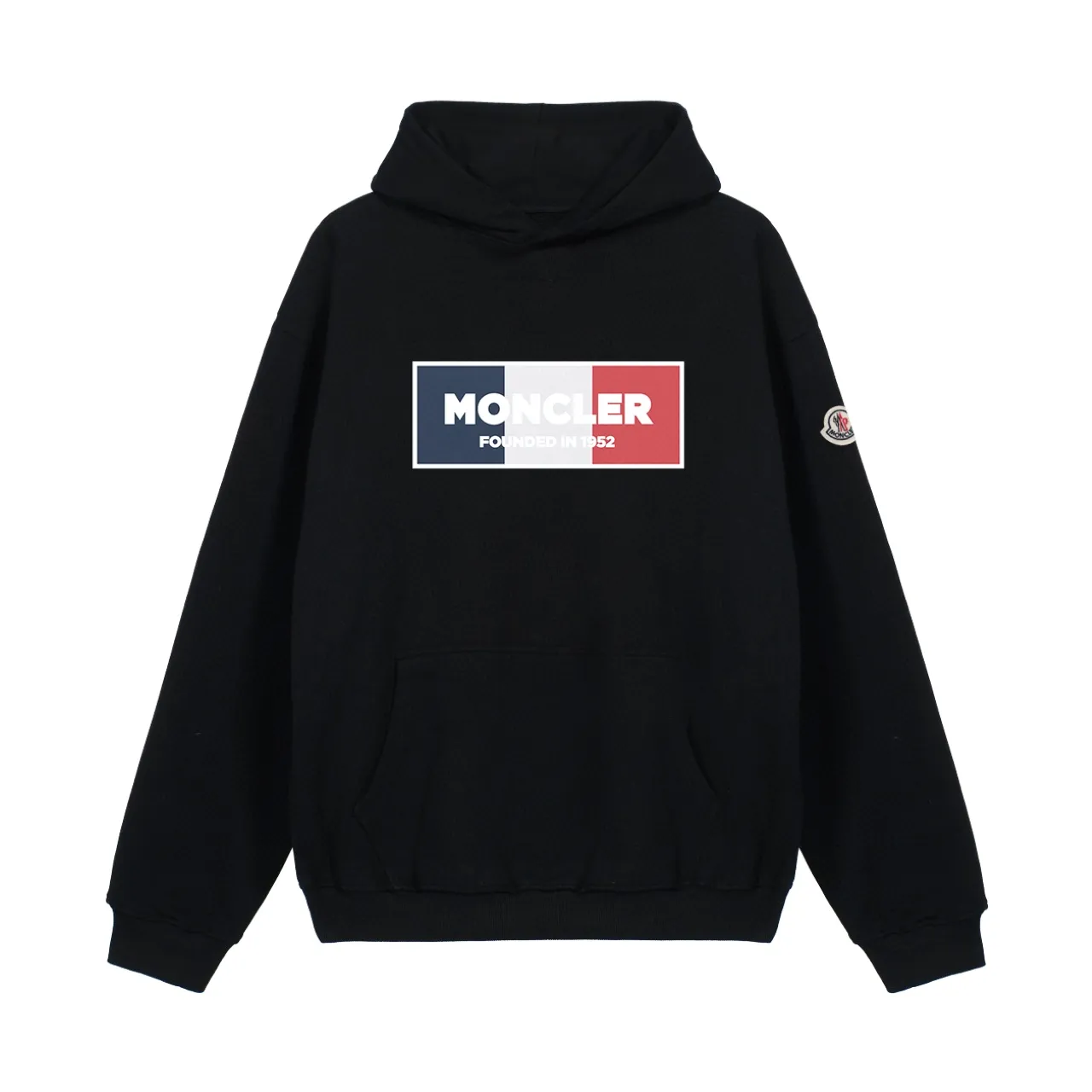 P270 Recommended model that will not be taken off the shelves, Moncler Mouth Mouth 480g Velvet Printed Hooded Sweatshirt, Australian velvet fabric is soft and comfortable, does not shrink, does not deform, does not pill) Original customized accessories Collar label Wash mark Hang tag Packaging (perfect details) Color White Black Size XS-L - Copy (45) - Copy