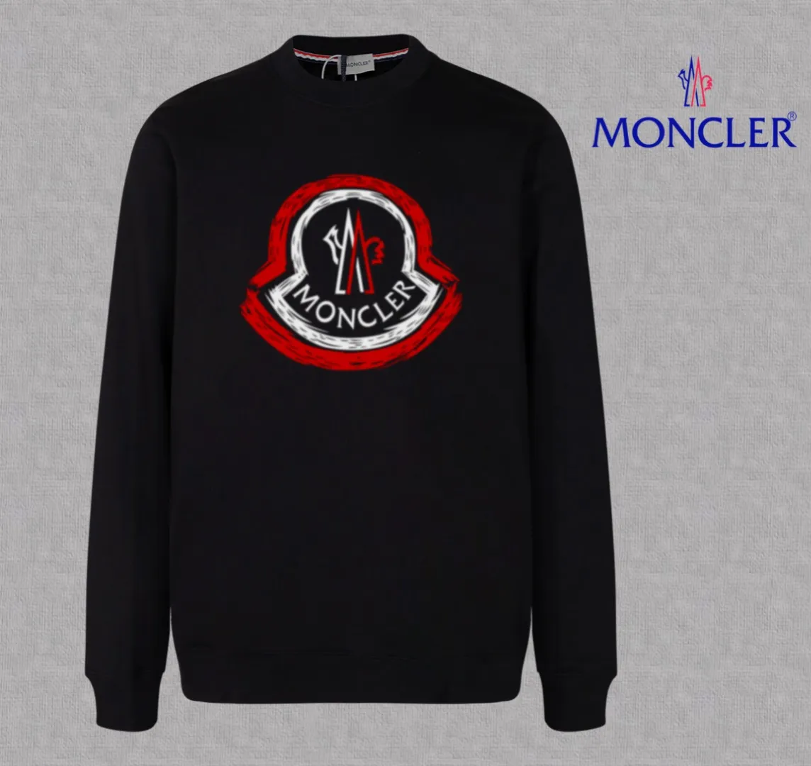 P210 High-version sweatshirt) [Long-term stock] 〖𝐌𝐎𝐍𝐂𝐋𝐄𝐑~Mask〗 Made of 440g heavy-weight fabric. It is different from the market currency. It can be matched with any variety and is properly handsome. 😎The whole dress is made of double waistcoats. The double waistcoats make the whole dress more three-dimensional. Not ordinary factories can do such fine work. 2025 Spring runway version of the T stage, on sale at the counter, round neck terry sweatshirt, high-end double-strand pure cotton, custom-made stretch ribs, dyed in the same vat, complete with three standards, matched with exquisite embroidered LOGO on the chest, simple and advanced, same style for men and women. Color: black, apricot, white, size: S M L XL 2XL