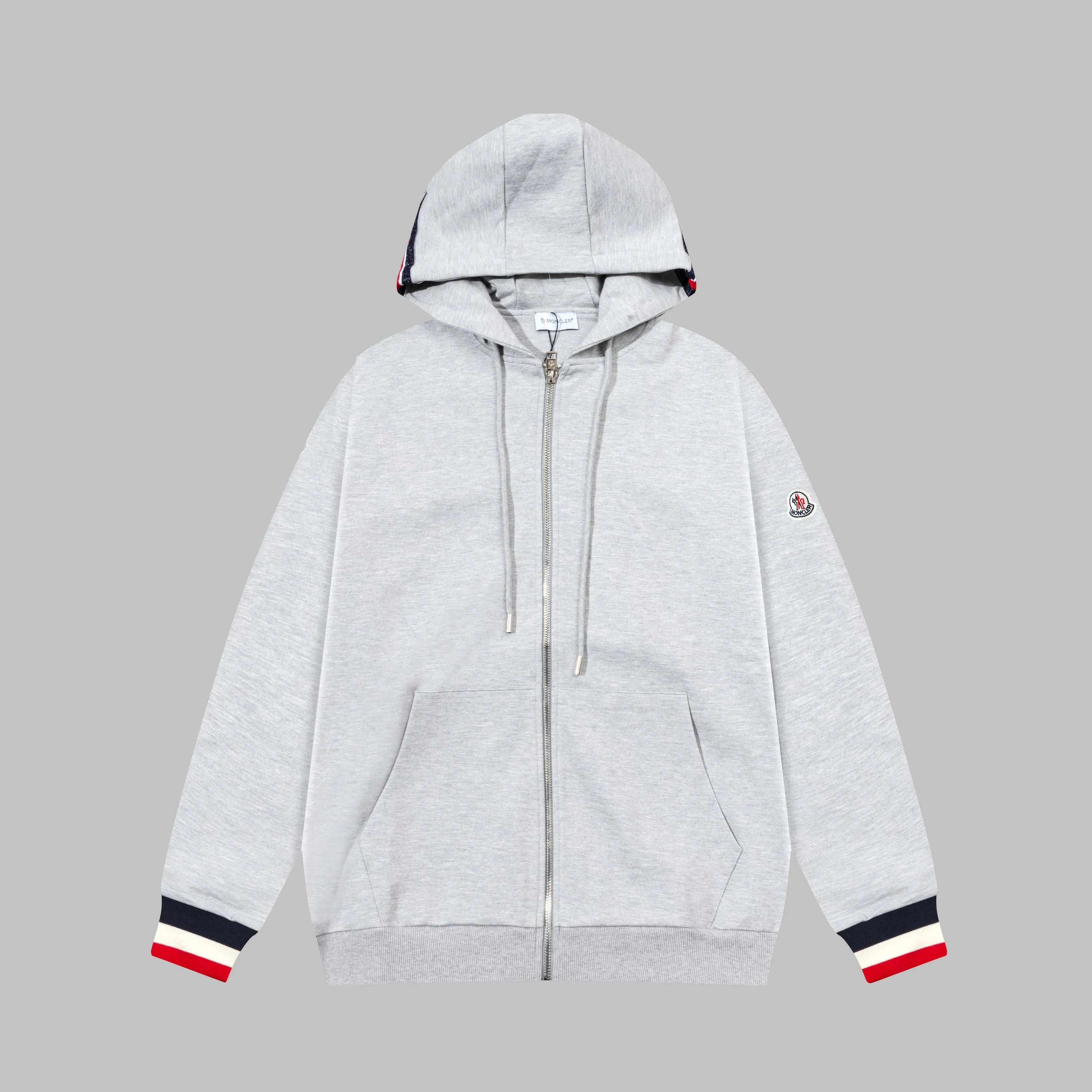 P270 MONCLER/Mask custom fabric suit casual sweatpants, simple arm brand LOGO small badge, threaded trousers technology, official synchronization, high version, high quality, fashionable personality, versatile trend, pure original quality, original fabric, tag, collar label, washed wheat, complete three standards, color: blue, gray. Size: S-2XL