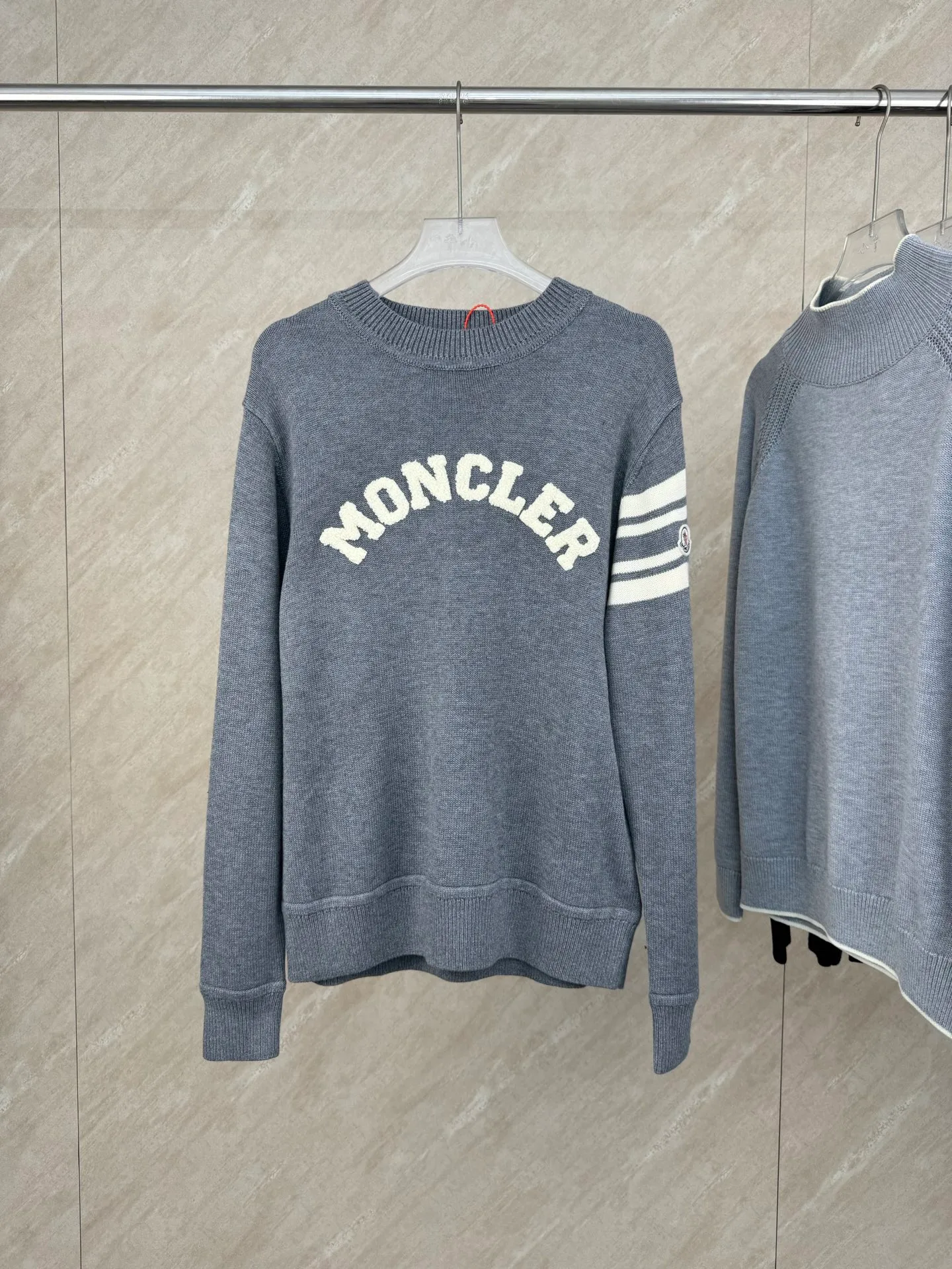 P430 Moncler masked towel embroidered letter logo wool blend knitted round neck pullover sweater Size: S/M/L/XL