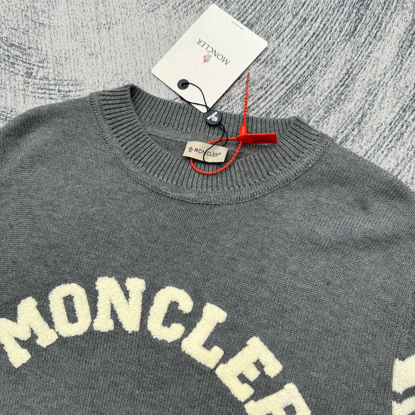 P430 Moncler masked towel embroidered letter logo wool blend knitted round neck pullover sweater Size: S/M/L/XL