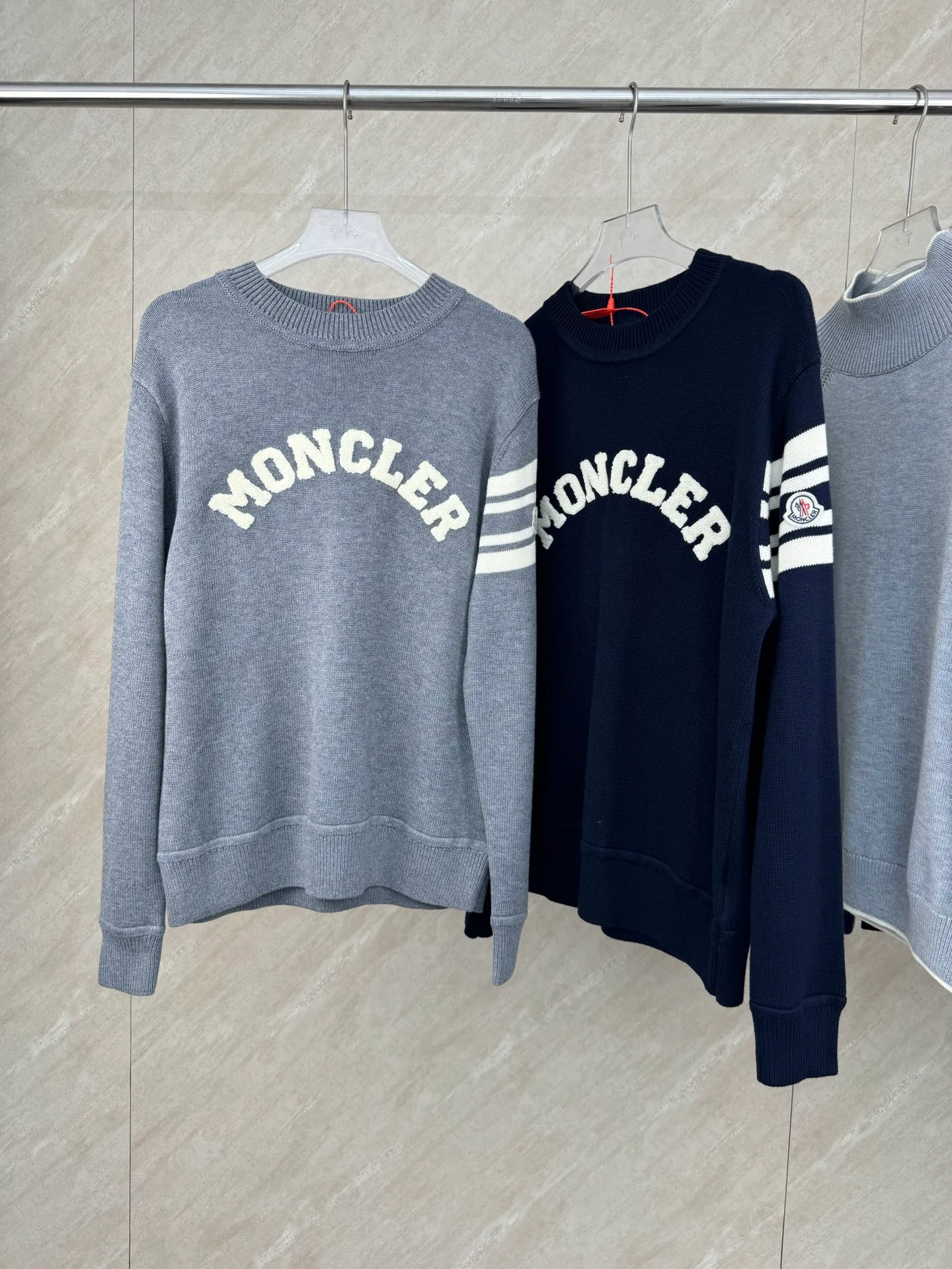 P430 Moncler masked towel embroidered letter logo wool blend knitted round neck pullover sweater Size: S/M/L/XL
