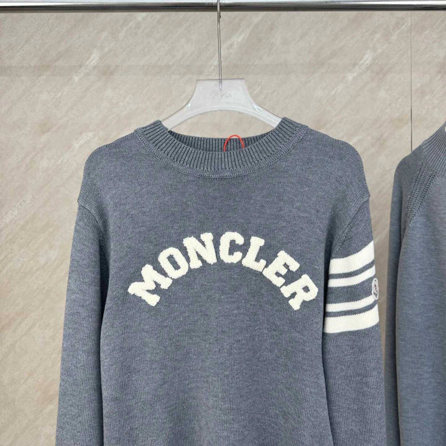 P430 Moncler masked towel embroidered letter logo wool blend knitted round neck pullover sweater Size: S/M/L/XL