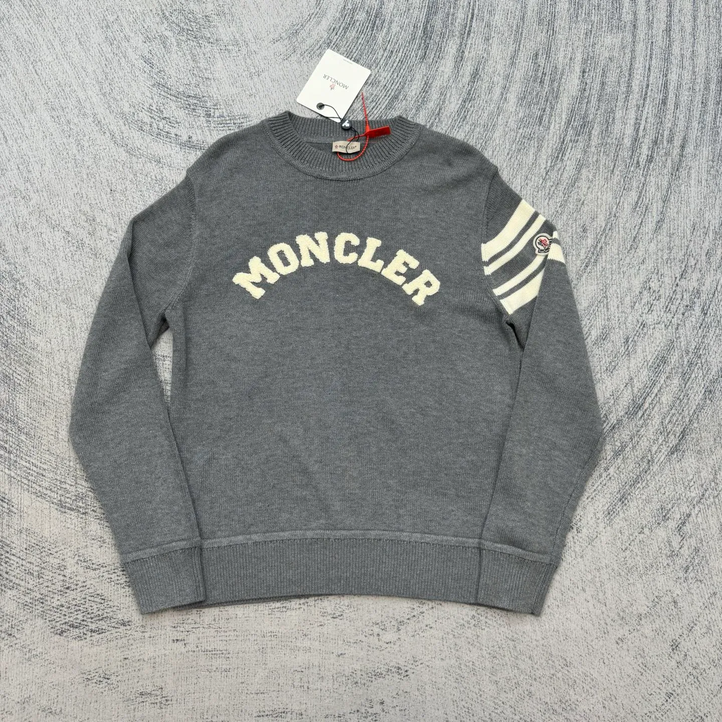 P430 Moncler masked towel embroidered letter logo wool blend knitted round neck pullover sweater Size: S/M/L/XL