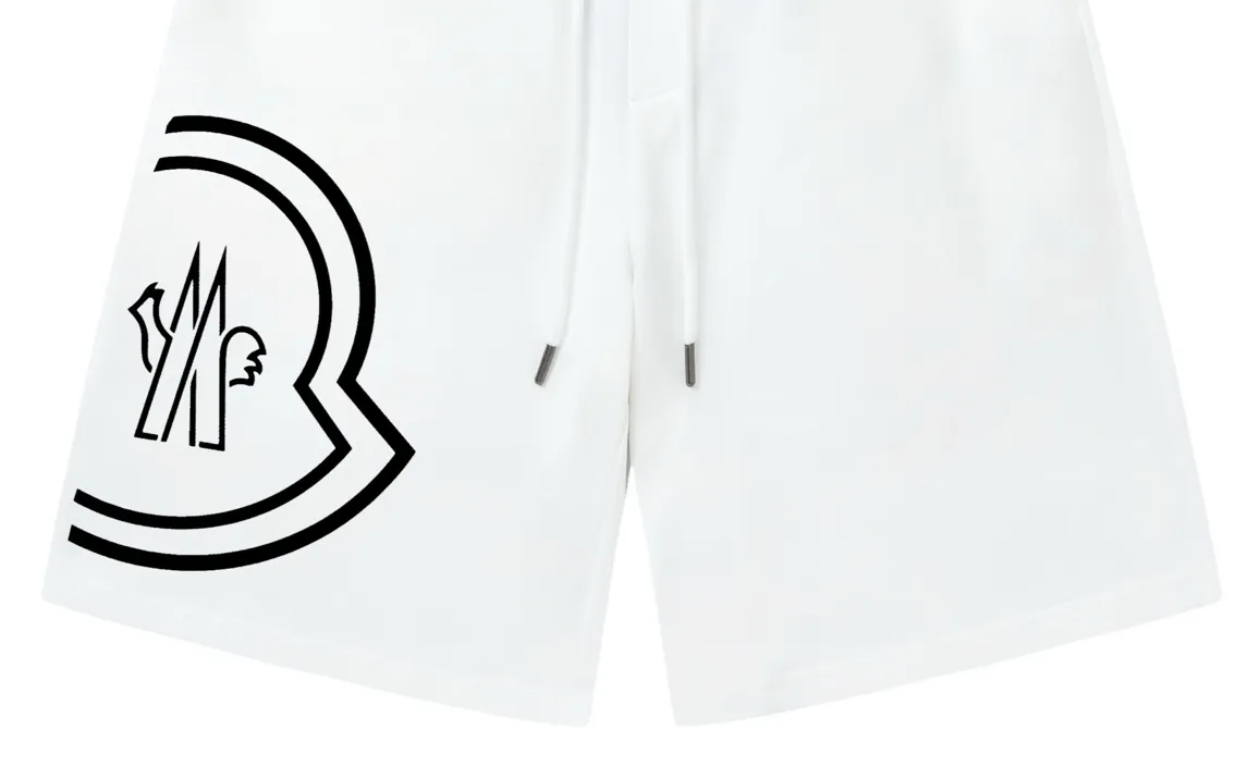 P170 Moncler 2025 new style, light luxury, defective logo printing, essential for daily commuting for men and women, casual shorts ·Customized terry fabric ·Elastic + drawstring adjustable waist ·Waist tag and three wash marks complete Color: White Size: XS S M L