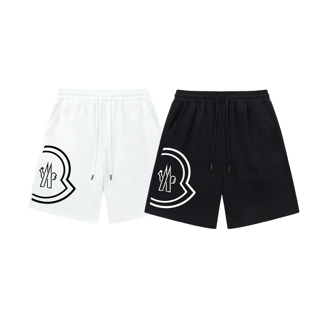 P170 Moncler 2025 new style, light luxury, defective logo printing, essential for daily commuting for men and women, casual shorts ·Customized terry fabric ·Elastic + drawstring adjustable waist ·Waist tag and three wash marks complete Color: White Size: XS S M L