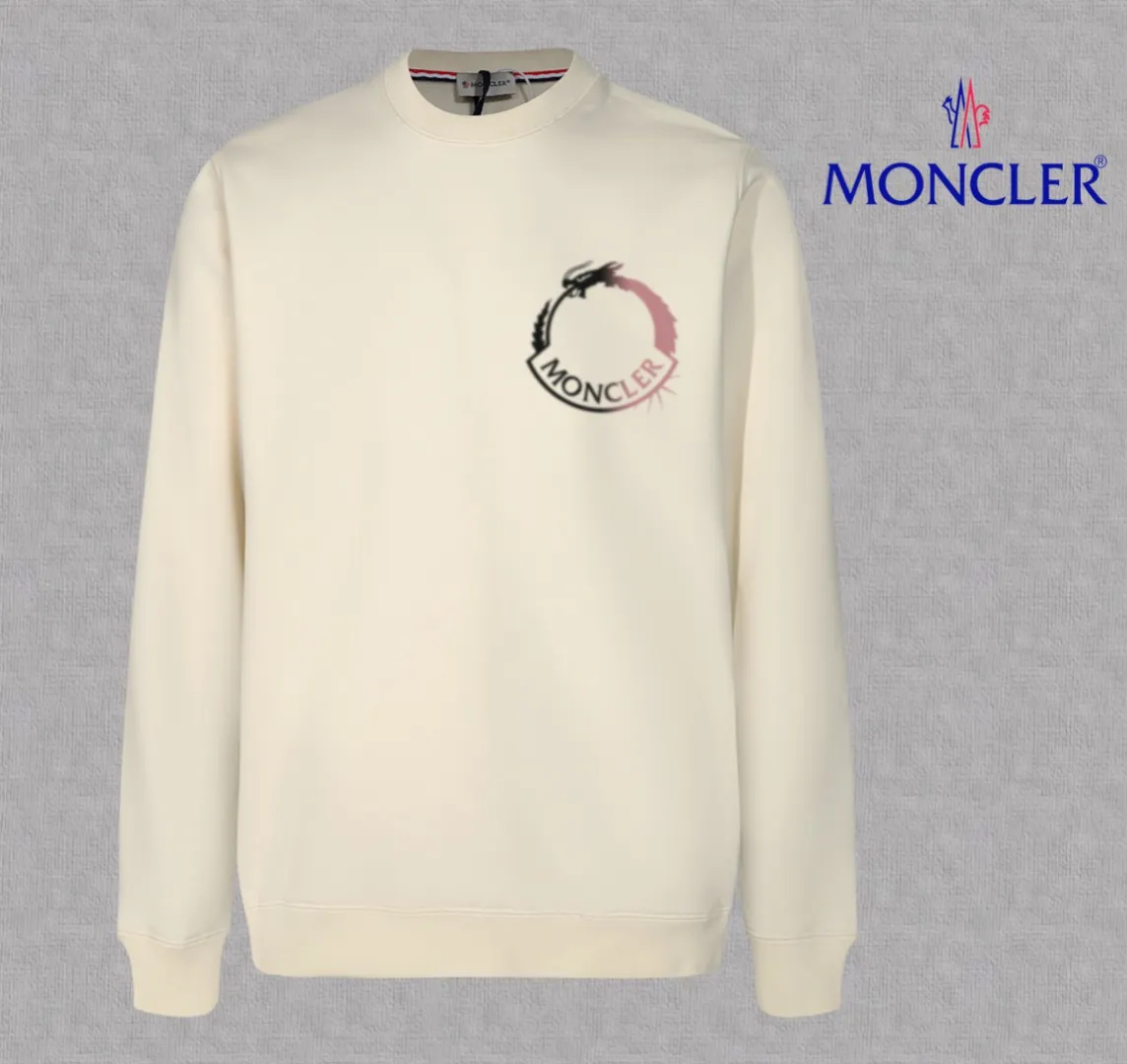 P210 High-version sweatshirt) [Long-term stock] 〖𝐌𝐎𝐍𝐂𝐋𝐄𝐑~Mask〗 Made of 440g heavy-weight fabric. It is different from the market currency. It can be matched with any variety and is properly handsome. 😎The whole dress is made of double waistcoats. The double waistcoats make the whole dress more three-dimensional. Not ordinary factories can do such fine work. 2025 Spring runway version of the T stage, on sale at the counter, round neck terry sweatshirt, high-end double-strand pure cotton, custom-made stretch ribs, dyed in the same vat, complete with three standards, matched with exquisite embroidered LOGO on the chest, simple and advanced, same style for men and women. Color: black, apricot, white, size: S M L XL 2XL