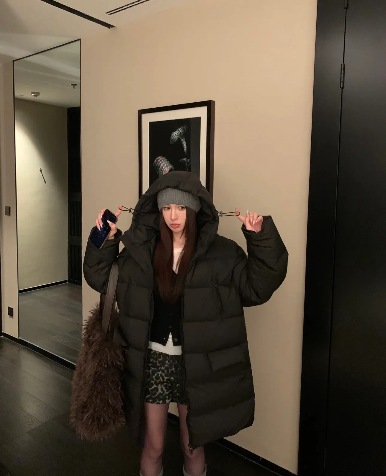 P880 Upper body effect｜Moncler Bosona mid-length large felt badge down jacket. Couple style. Walking duvet. The version is really easy to wear.