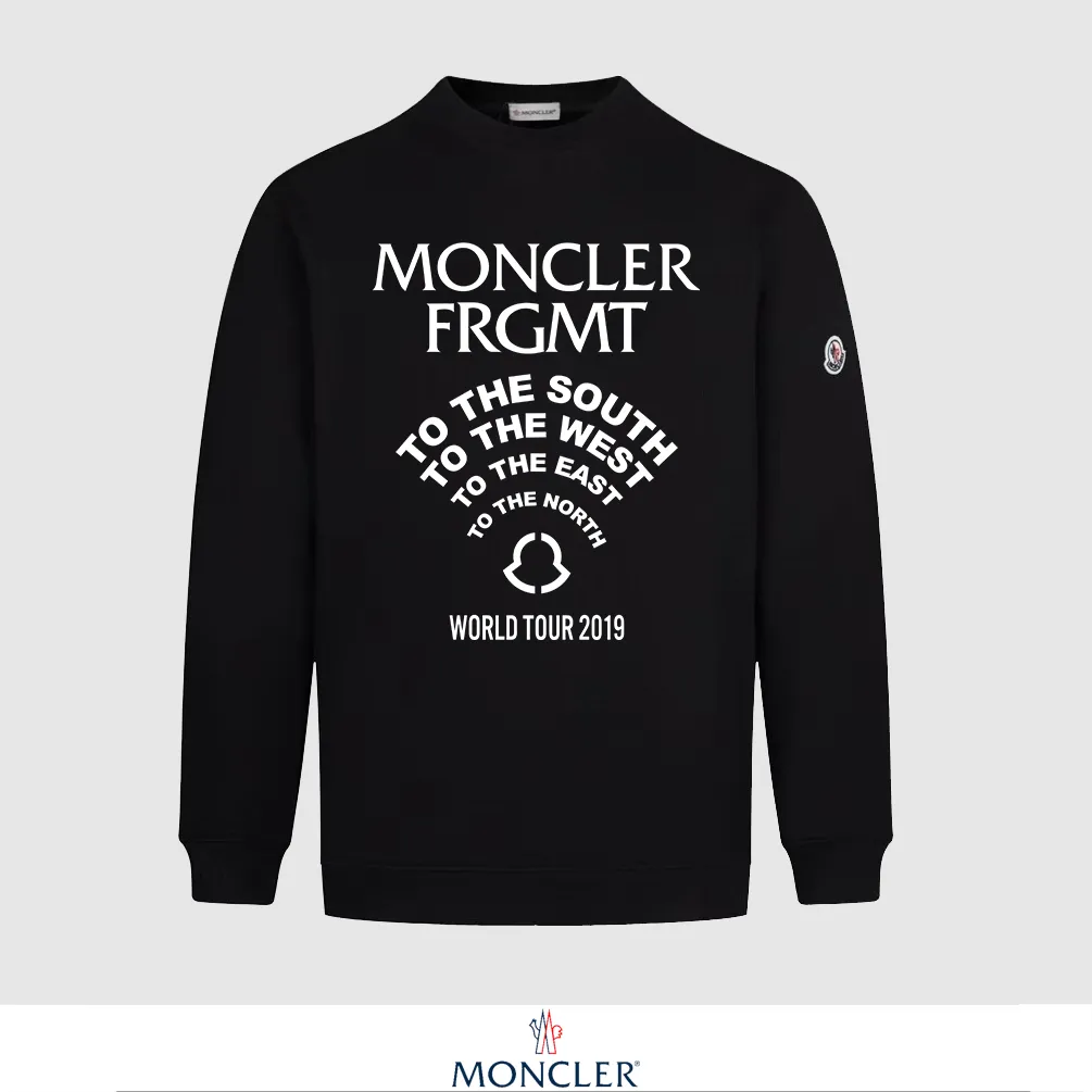 P240 Recommend the most popular Moncler masked 380g printed terry crew neck sweatshirt. Breathable pure cotton fabric. The texture is very soft and comfortable. No shrinkage, no deformation, no pilling). Original customized accessories. Collar label. Wash mark. Hang tag. Packaging (perfect details). Color: White. Black. Size: XS S M L.