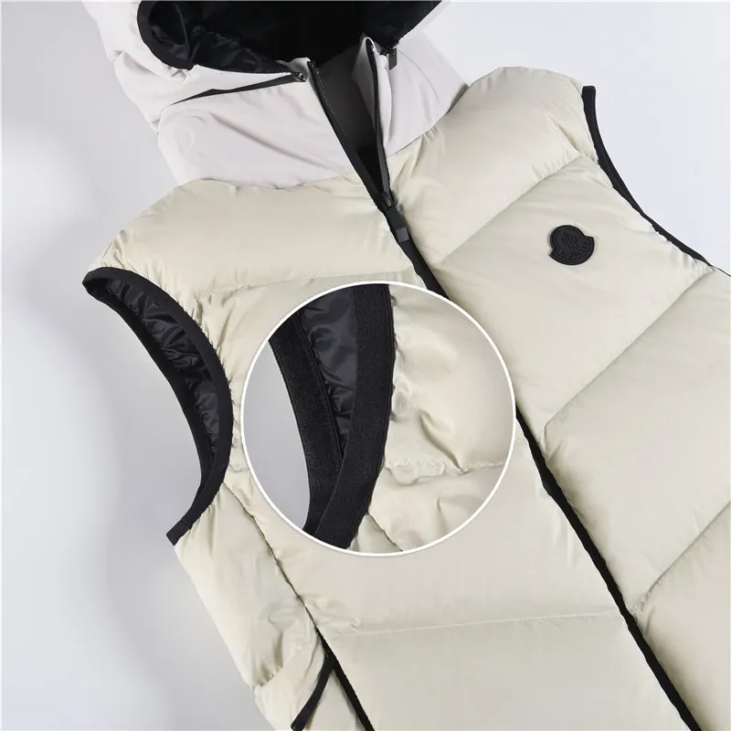 P800 𝑴𝒐𝒏𝒄𝒍𝒆𝒓｜Moncler/Moncler 25𝒔𝒔 Guersac autumn and winter new twill craft hooded [removable hood] light luxury fashionable down vest for men and women #T48# 𝑺𝒊𝒛𝒆：𝟭# 𝟮# 𝟯# 𝟰# 𝟱# Product color: black, beige