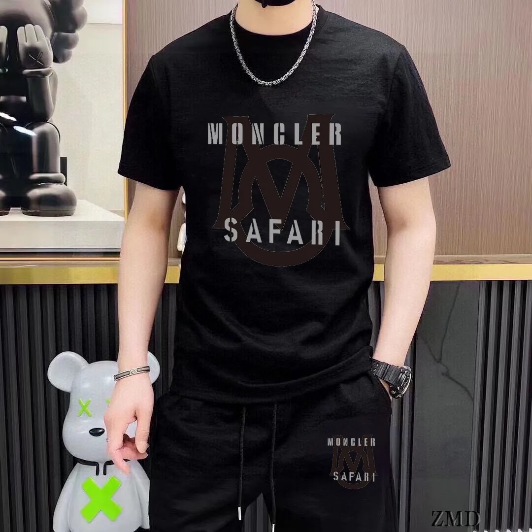 P290 Brand【MONCLER】2025 new men's short-sleeved shorts suit! Synchronous sales on the official website! High-end version on the market! It feels delicate and soft! Make you more comfortable to wear! The draped silhouette is awesome! Size: M-5XL (please state your height and weight when placing an order)