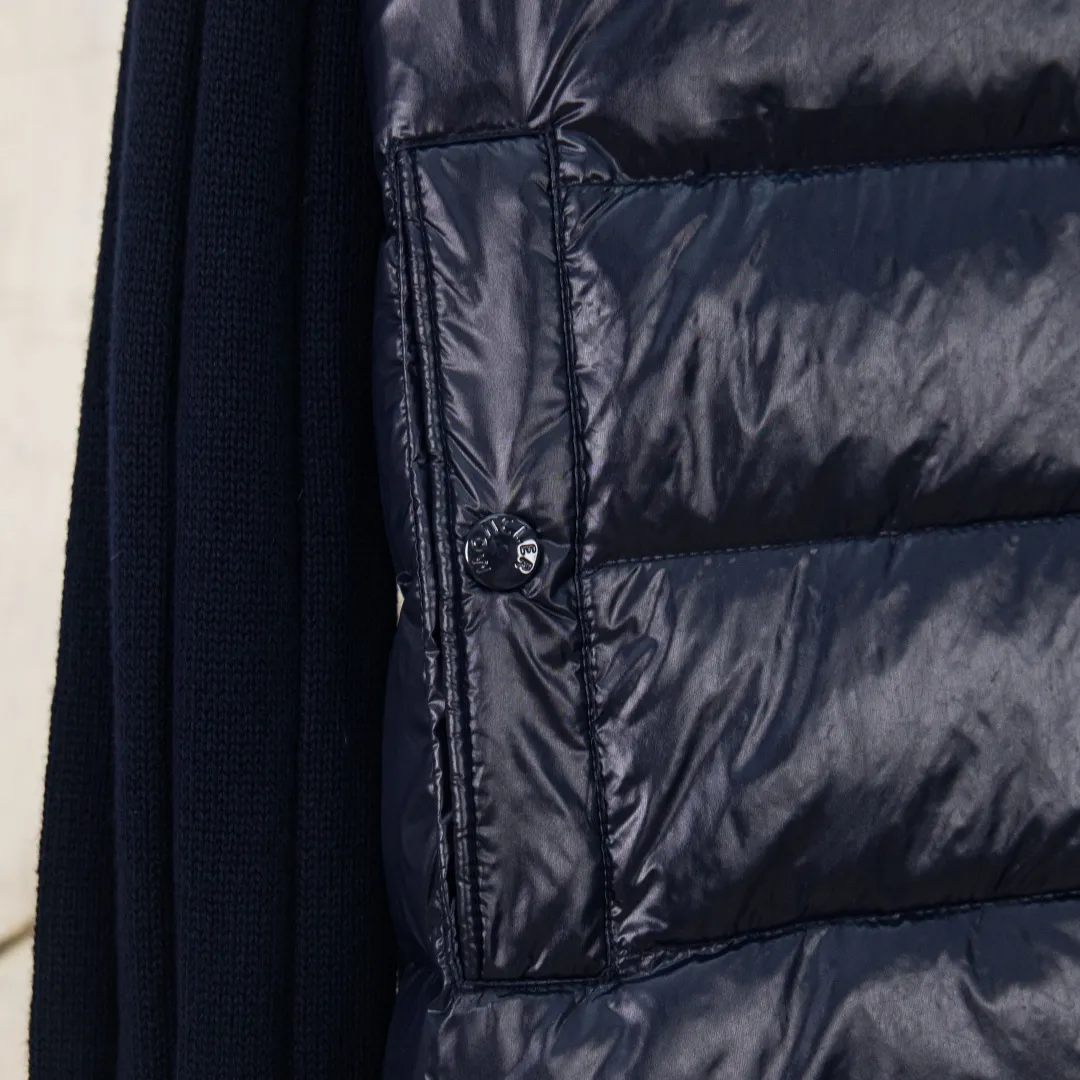 P760 zp version [exclusive supply] Moncler Mouth 23 New Men's Thin Knitted Splicing Down Jacket Winter Regular Color: Blue Size: M L XL 2XL 3XL Number: MM10626
