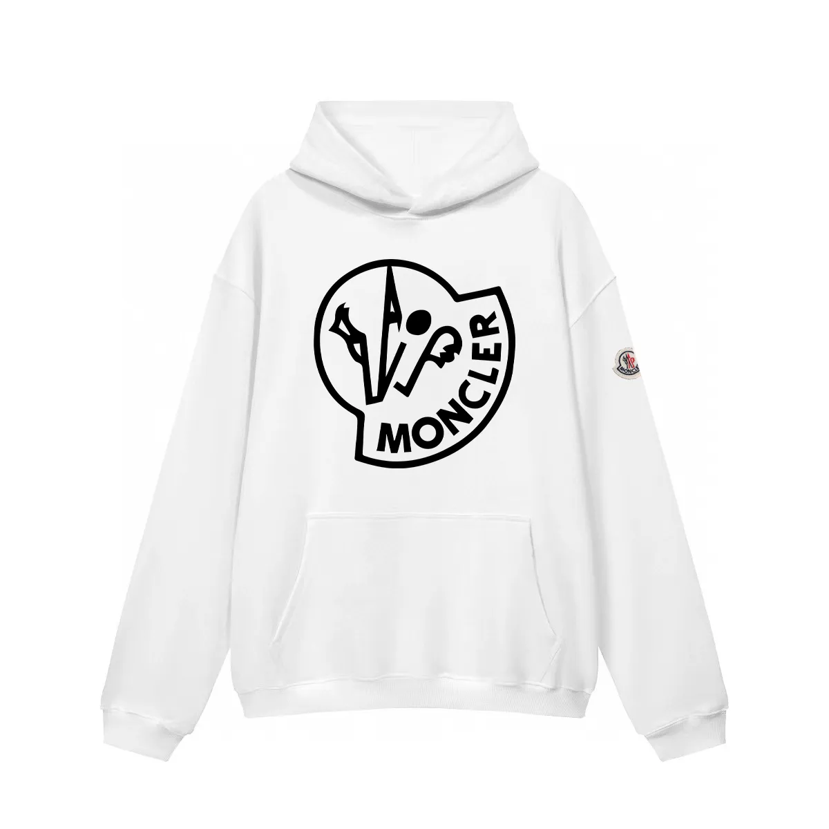P270 Recommended for sale with confidence Moncler Mouth Mouth 480g Velvet printed hooded sweatshirt Australian velvet fabric is soft and comfortable, does not shrink, does not deform, does not pill) Original customized accessories Collar label Wash mark Hang tag Packaging (perfect details) Color White Black Size XS-L - Copy (42) - Copy
