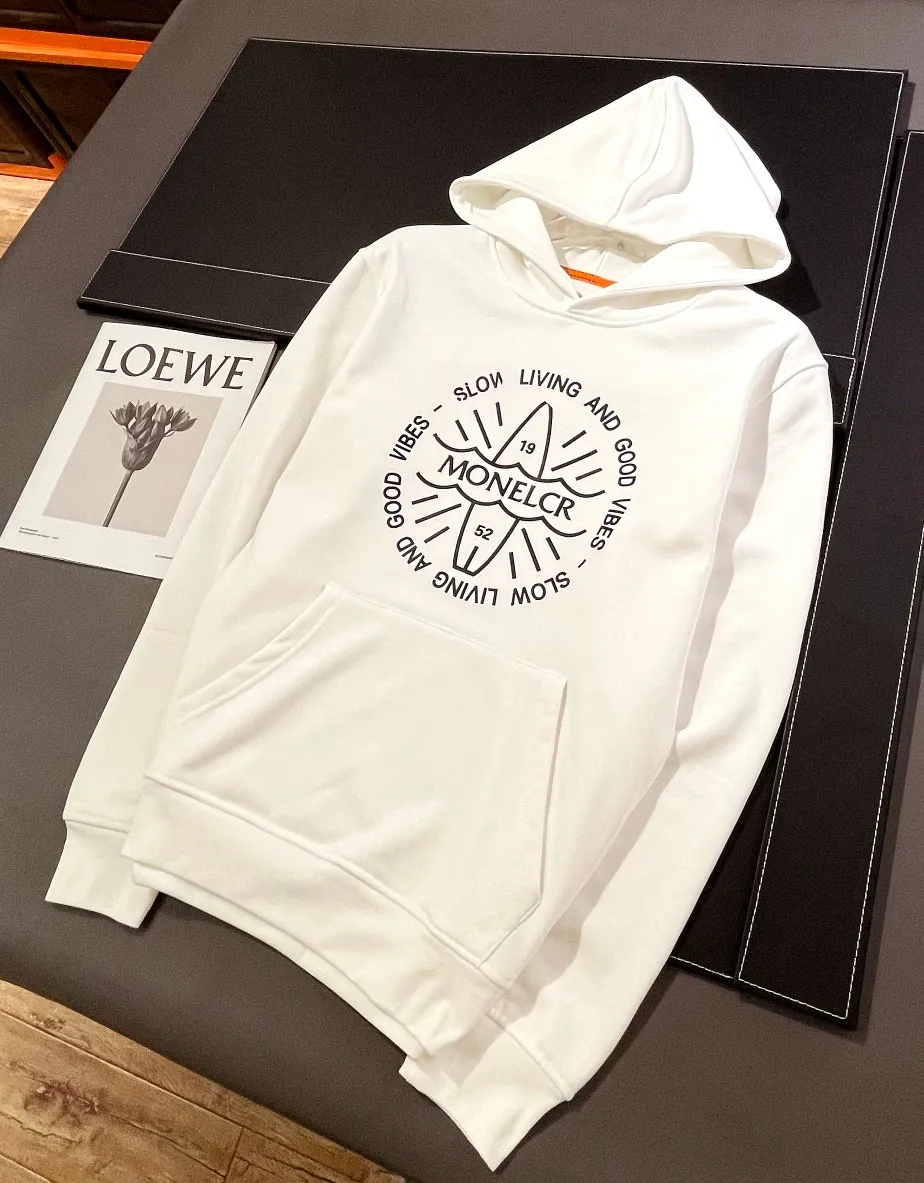 P250 2025 new autumn and winter 420g velvet hooded sweatshirt Process: Printing logo: MONCLER Color: Black White Size: M~3XL