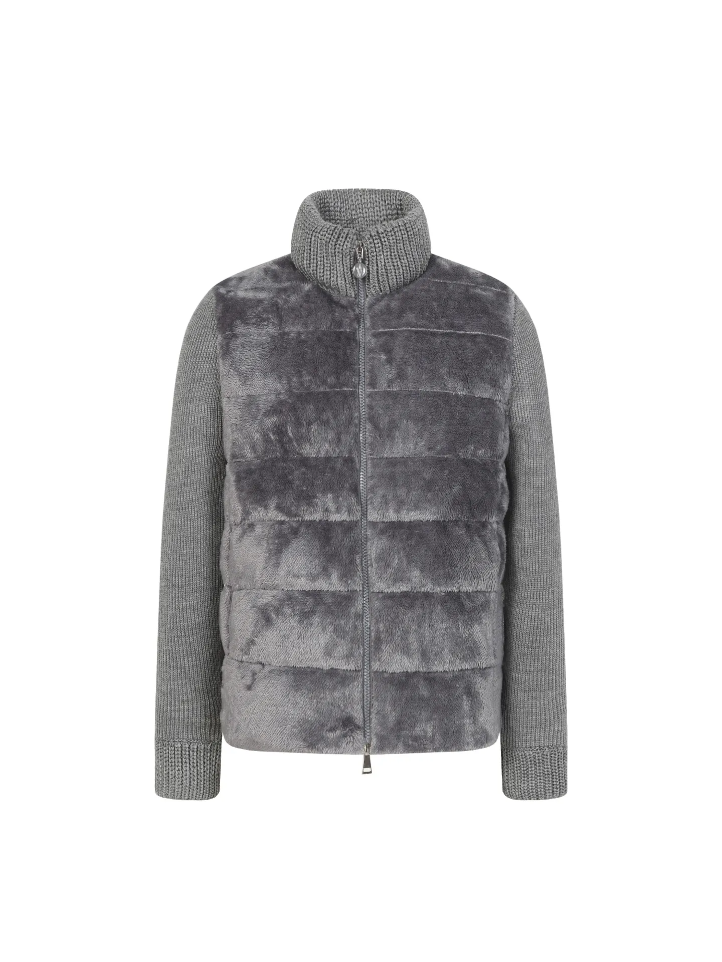 P640 Women's Style] Moncler/Moncler Women's Teddy Teddy Velvet Splicing Knitted Cardigan This cardigan is made of wool and teddy velvet style fabrics, providing a soft and comfortable wearing experience. Midweight knitted piece with down-filled front and back that can easily be worn as a outer layer in warmer weather. Color: white/pink/grey Size: SML