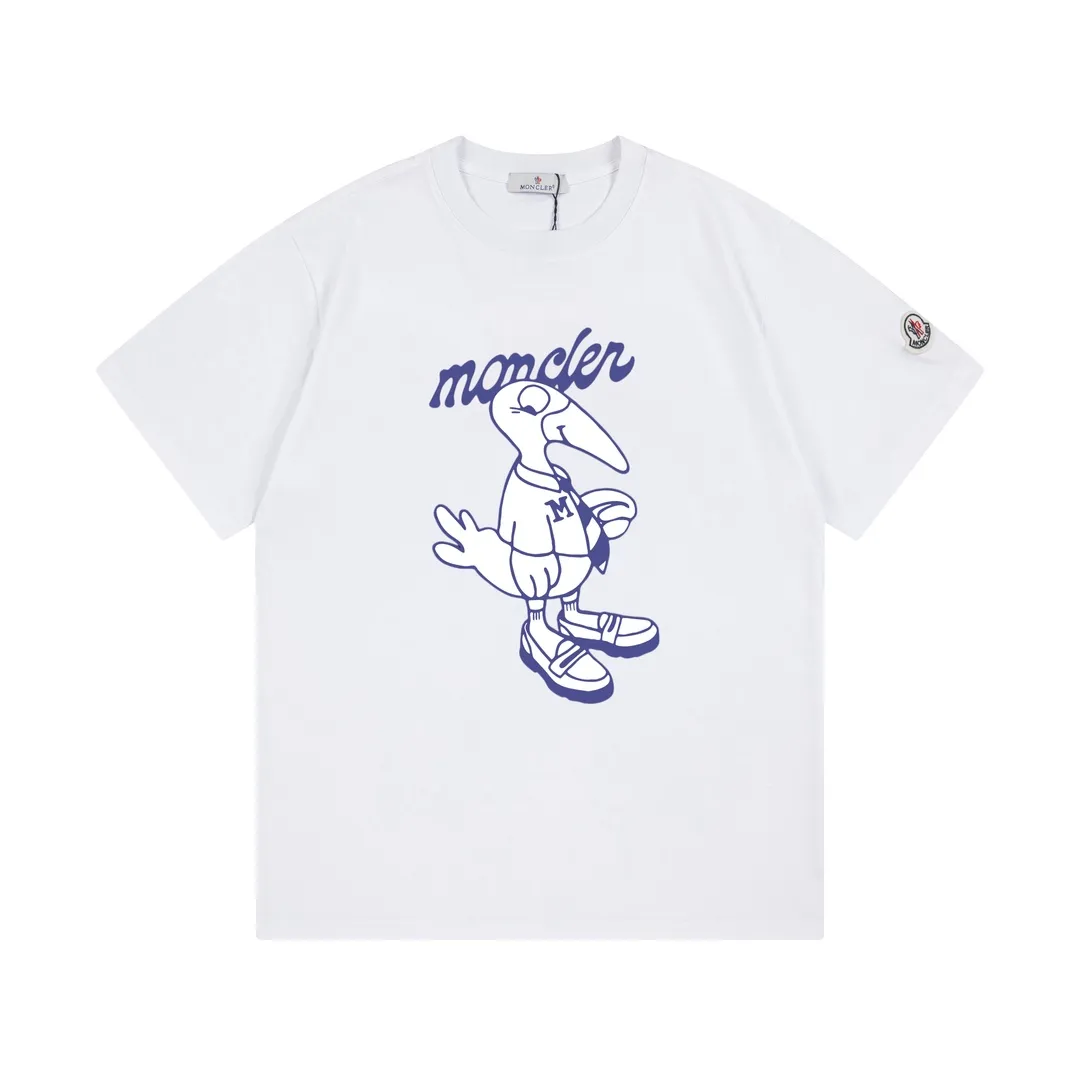 P150 Moncler 2026 early spring new style Mascot letter logo Customized small armband Same style for men and women Short-sleeved T-shirt Customized 300 grams of 100% double yarn pure cotton fabric Custom dyed 32 double-strand threads Complete collar label, hangtag, main mark and three labels Color: White Size: XS S M L