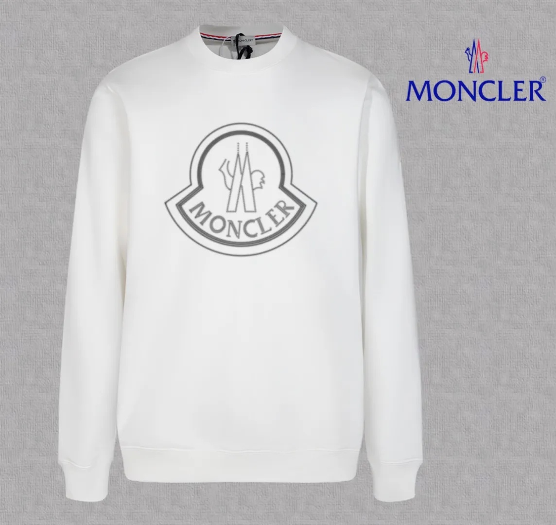 P210 High-version sweatshirt) [Long-term stock] 〖𝐌𝐎𝐍𝐂𝐋𝐄𝐑~Mask〗 Made of 440g heavy-weight fabric. It is different from the market currency. It can be matched with any variety and is properly handsome. 😎The whole dress is made of double waistcoats. The double waistcoats make the whole dress more three-dimensional. Not ordinary factories can do such fine work. 2025 Spring runway version of the T stage, on sale at the counter, round neck terry sweatshirt, high-end double-strand pure cotton, custom-made stretch ribs, dyed in the same vat, complete with three standards, matched with exquisite embroidered LOGO on the chest, simple and advanced, same style for men and women. Color: black, apricot, white, size: S M L XL 2XL