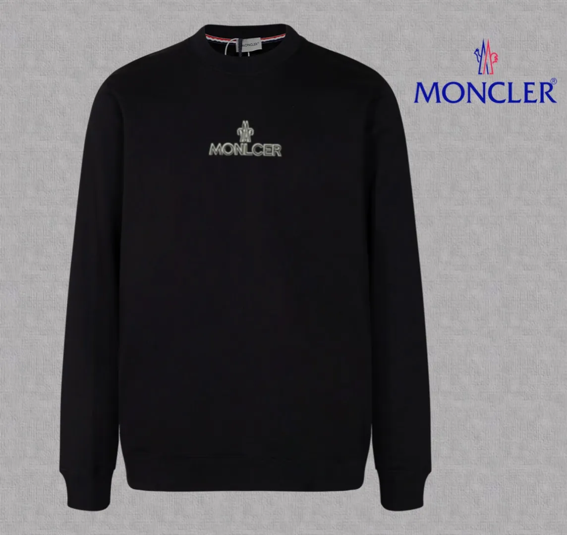 P210 High-version sweatshirt) [Long-term stock] 〖𝐌𝐎𝐍𝐂𝐋𝐄𝐑~Mask〗 Made of 440g heavy-weight fabric. It is different from the market currency. It can be matched with any variety and is properly handsome. 😎The whole dress is made of double waistcoats. The double waistcoats make the whole dress more three-dimensional. Not ordinary factories can do such fine work. 2025 Spring runway version of the T stage, on sale at the counter, round neck terry sweatshirt, high-end double-strand pure cotton, custom-made stretch ribs, dyed in the same vat, complete with three standards, matched with exquisite embroidered LOGO on the chest, simple and advanced, same style for men and women. Color: black, apricot, white, size: S M L XL 2XL