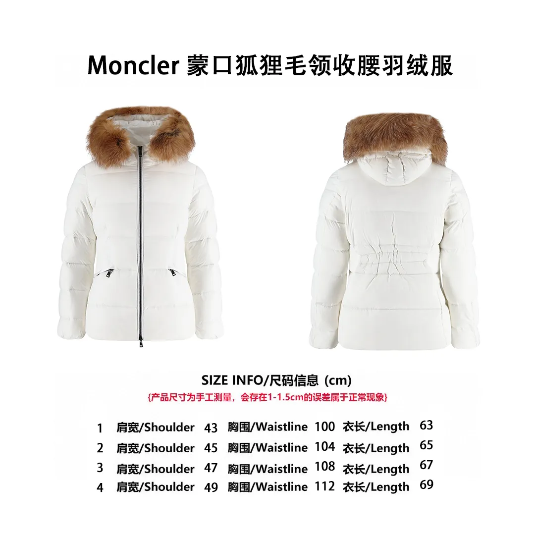 [Size Chart] Moncler boed fox fur collar waisted women's down jacket (white) P1210